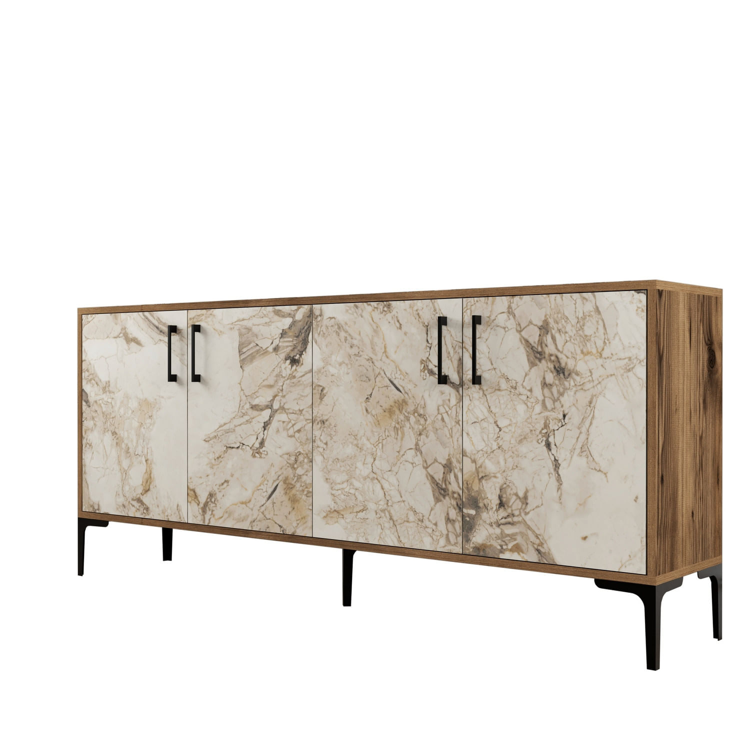 Consola, Hanah Home, panou de particule melaminat, nuc si alb, 180x35x78 cm — imaginea 2