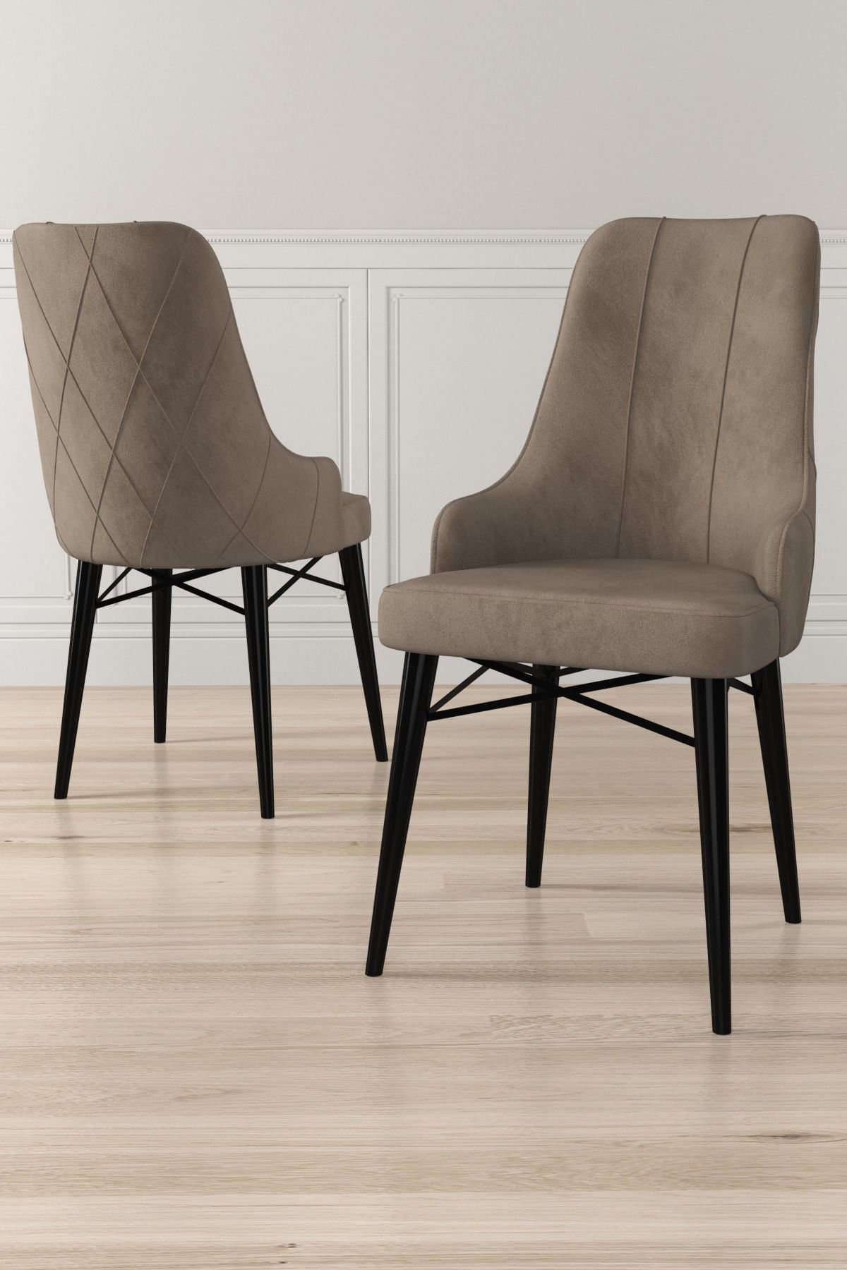 Set scaune, Hanah Home, metal, cappuccino si negru, 46x42x95 cm, 4 bucati, 240CHR1713 — imaginea 2