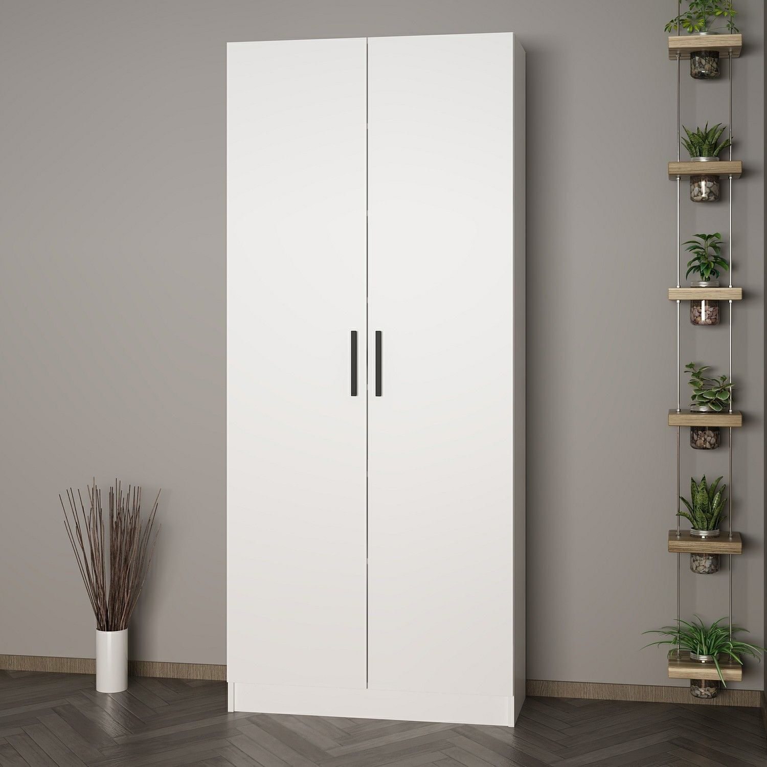 Cuier, Hanah Home, pal melaminat, alb, 90x35x210 cm — imaginea 6