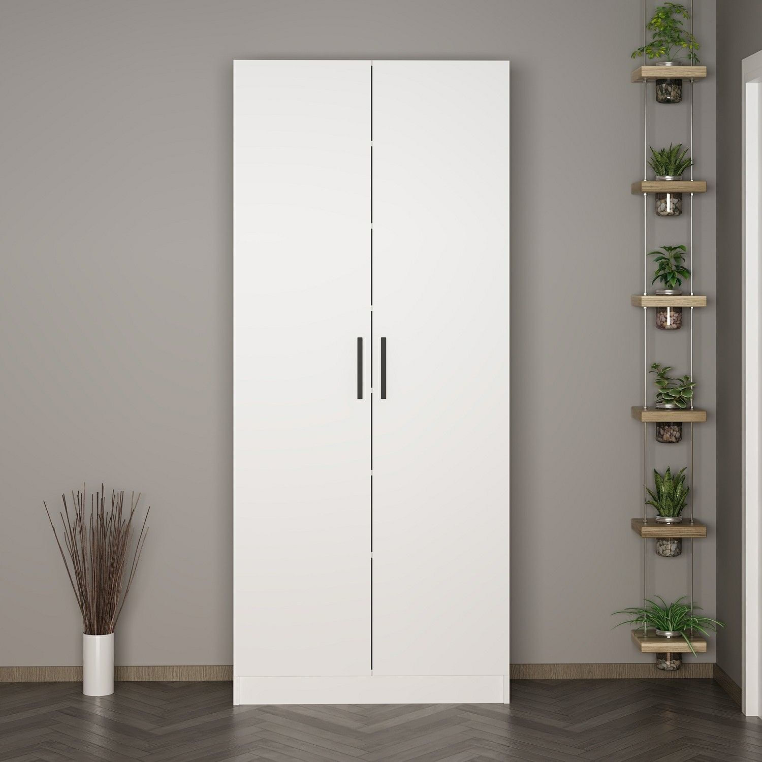 Cuier, Hanah Home, pal melaminat, alb, 90x35x210 cm — imaginea 8