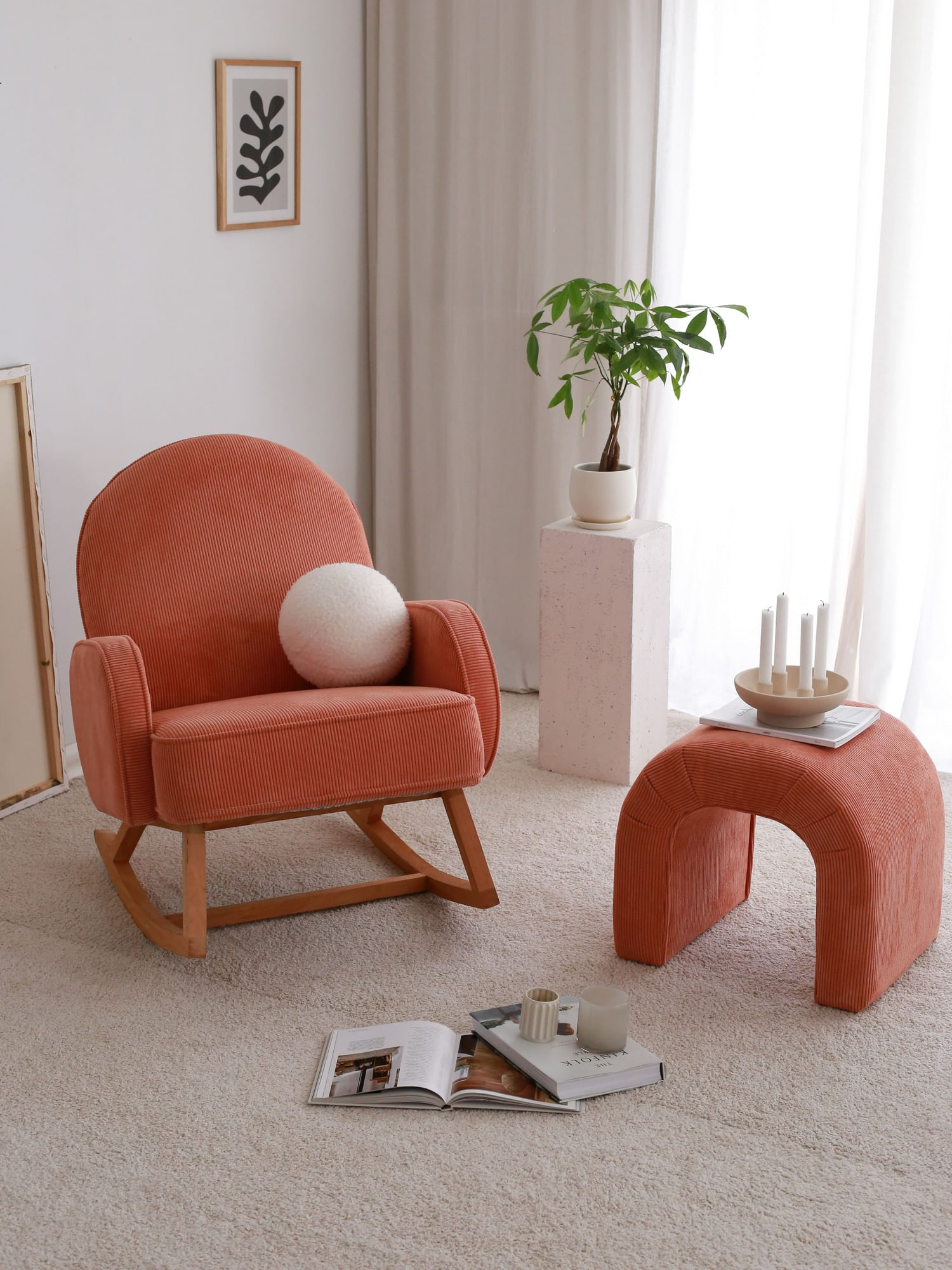 Fotoliu, Atelier Del Sofa, catifea, corai, 75x91x91 cm — imaginea 4