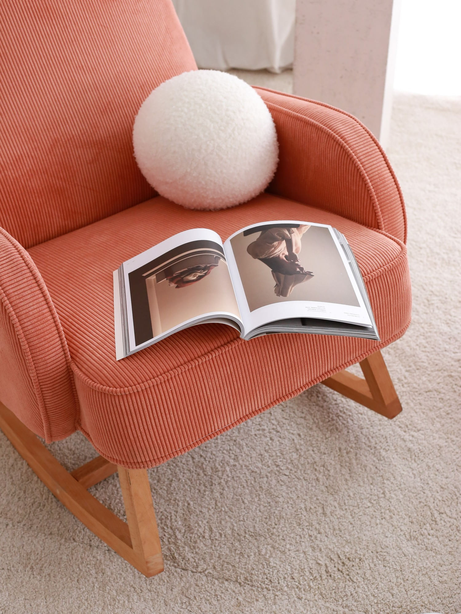 Fotoliu, Atelier Del Sofa, catifea, corai, 75x91x91 cm — imaginea 5