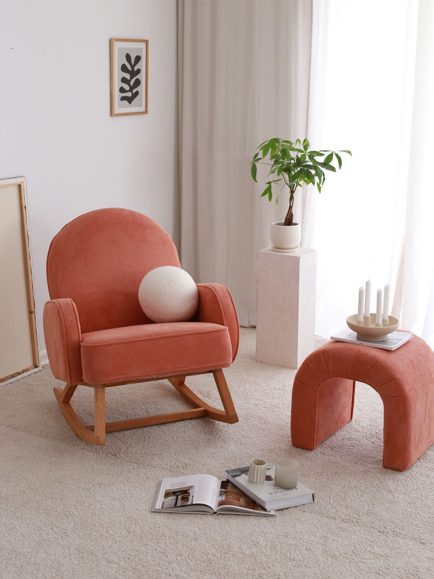 Fotoliu, Atelier Del Sofa, catifea, corai, 75x91x91 cm — imaginea 6
