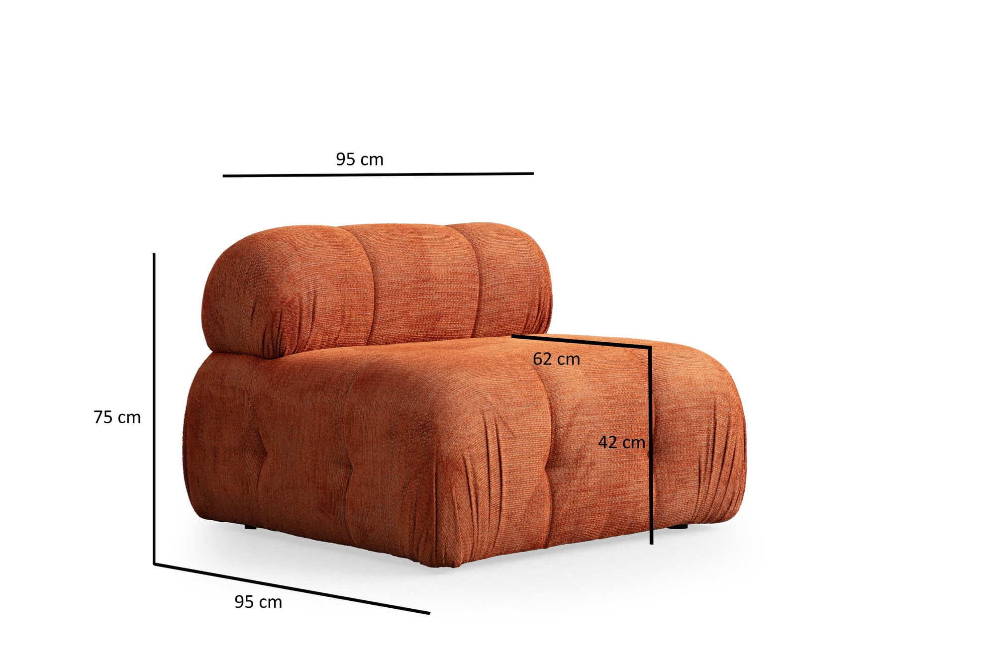 Fotoliu, Atelier Del Sofa, material textil, portocaliu, 95x95x75 cm — imaginea 2