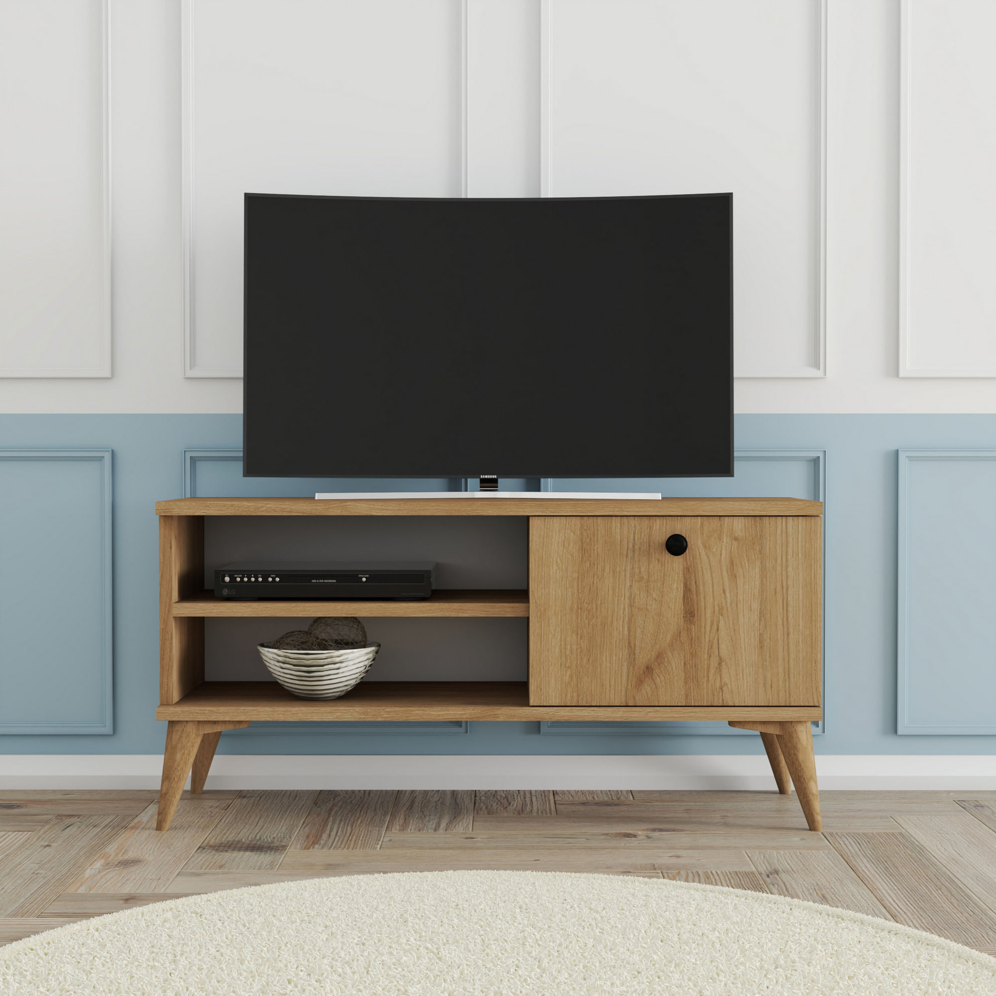 Comoda tv, Hanah Home, pal melaminat, stejar, 90x29.5x44.6 cm
