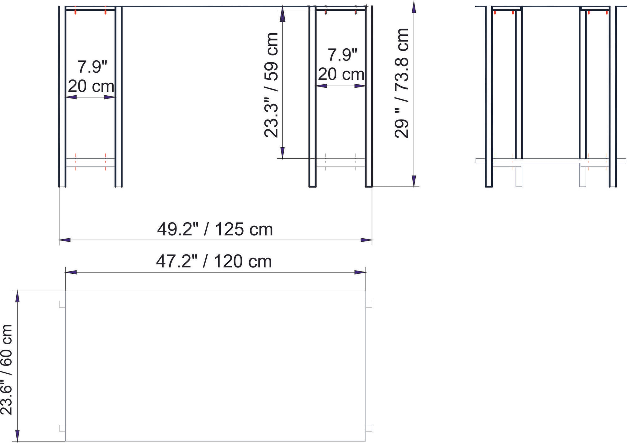 Birou de studiu, Hanah Home, pal melaminat, alb, 125x60x73.8 cm — imaginea 4