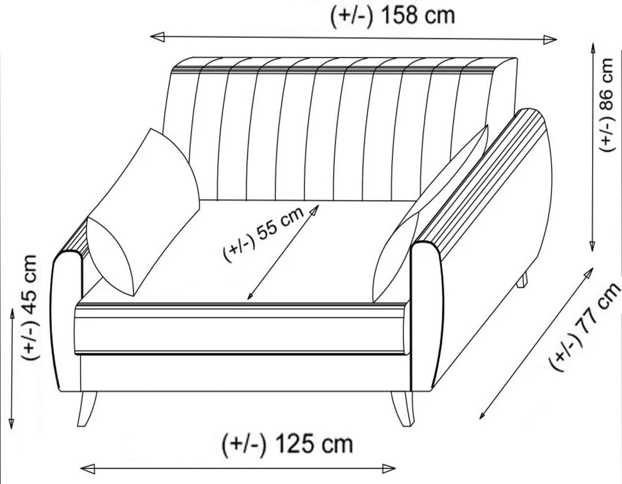 Canapea extensibila 2 locuri, Atelier Del Sofa, poliester texturat, gri inchis, 158x86x77 cm — imaginea 2