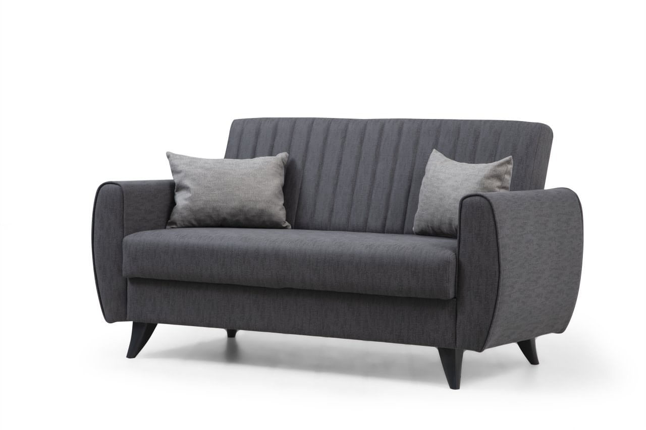 Canapea extensibila 2 locuri, Atelier Del Sofa, poliester texturat, gri inchis, 158x86x77 cm — imaginea 3