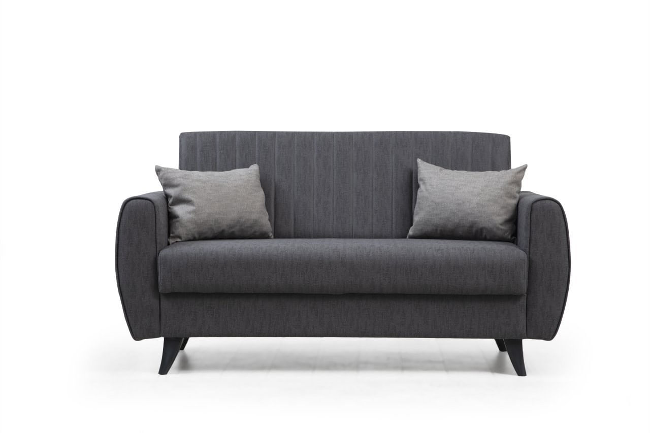Canapea extensibila 2 locuri, Atelier Del Sofa, poliester texturat, gri inchis, 158x86x77 cm — imaginea 4