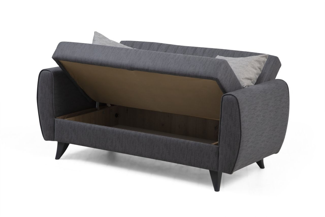 Canapea extensibila 2 locuri, Atelier Del Sofa, poliester texturat, gri inchis, 158x86x77 cm — imaginea 5