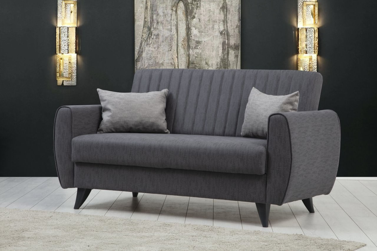 Canapea extensibila 2 locuri, Atelier Del Sofa, poliester texturat, gri inchis, 158x86x77 cm — imaginea 7