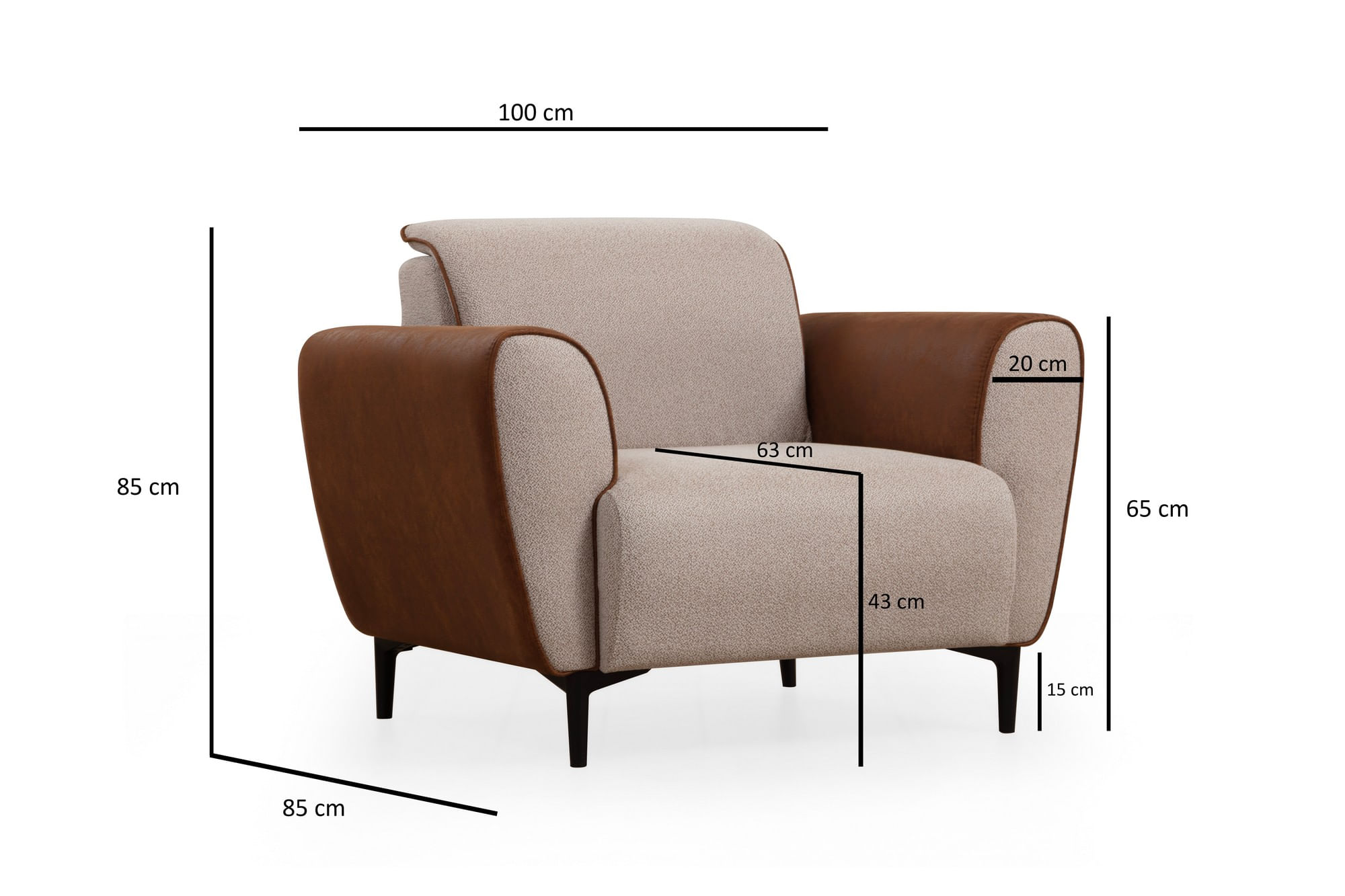 Fotoliu, Atelier Del Sofa, lemn de fag, bej si scorţişoara, 100x85x85 cm — imaginea 3
