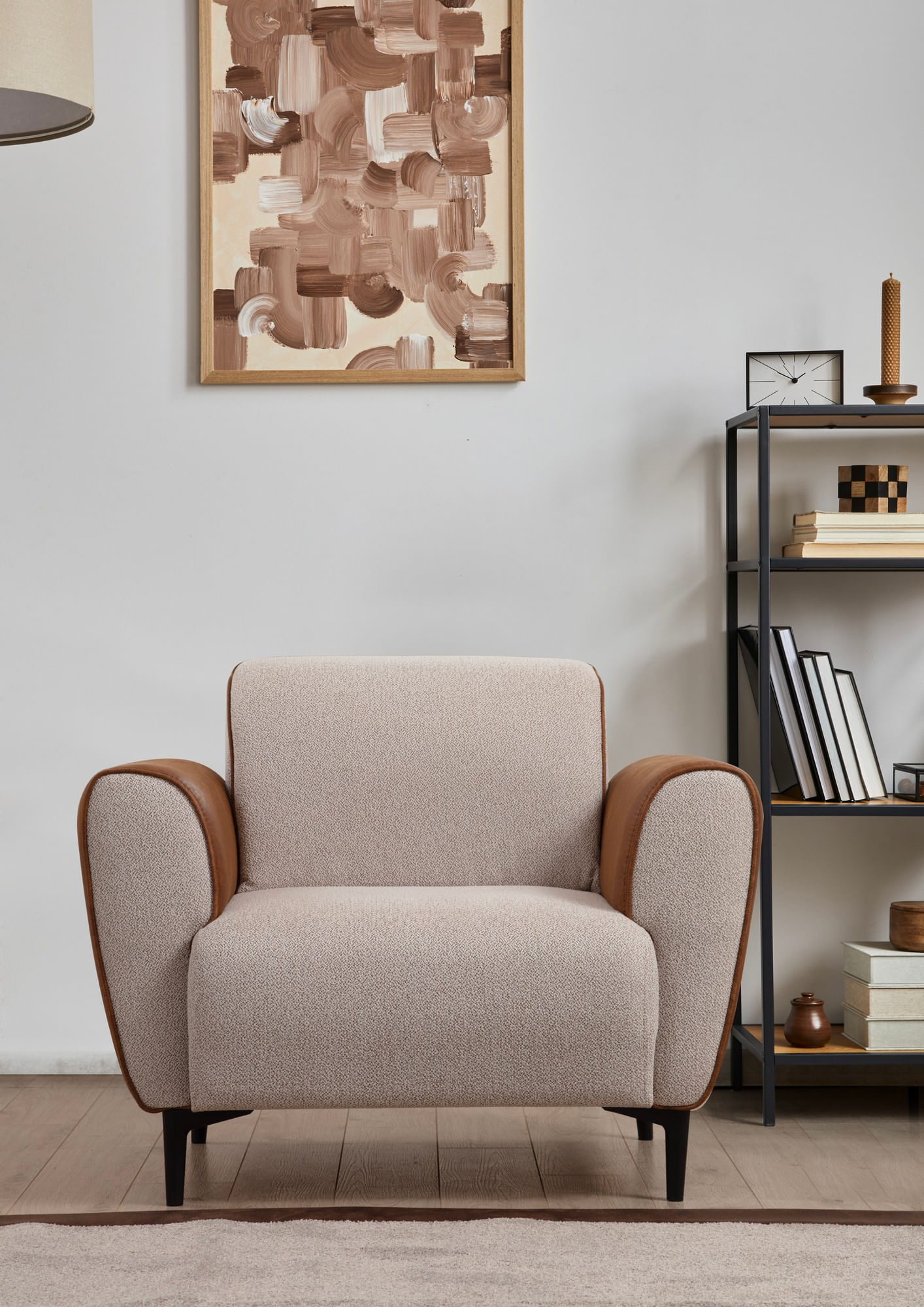 Fotoliu, Atelier Del Sofa, lemn de fag, bej si scorţişoara, 100x85x85 cm — imaginea 7