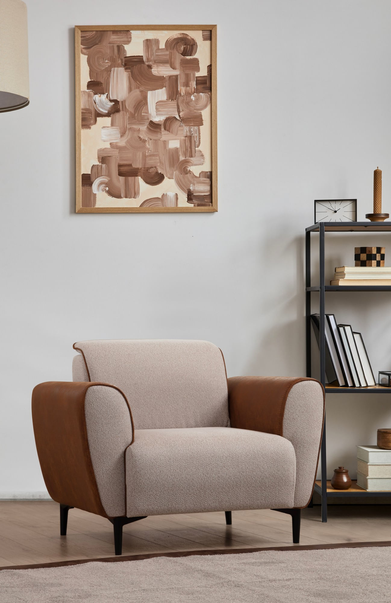 Fotoliu, Atelier Del Sofa, lemn de fag, bej si scorţişoara, 100x85x85 cm — imaginea 11