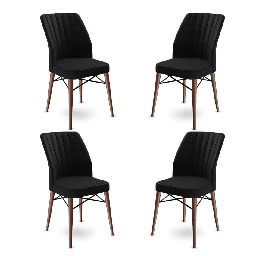Set scaune, Hanah Home, metal, babyface, negru maro, 45x42x93 cm, 4 bucati