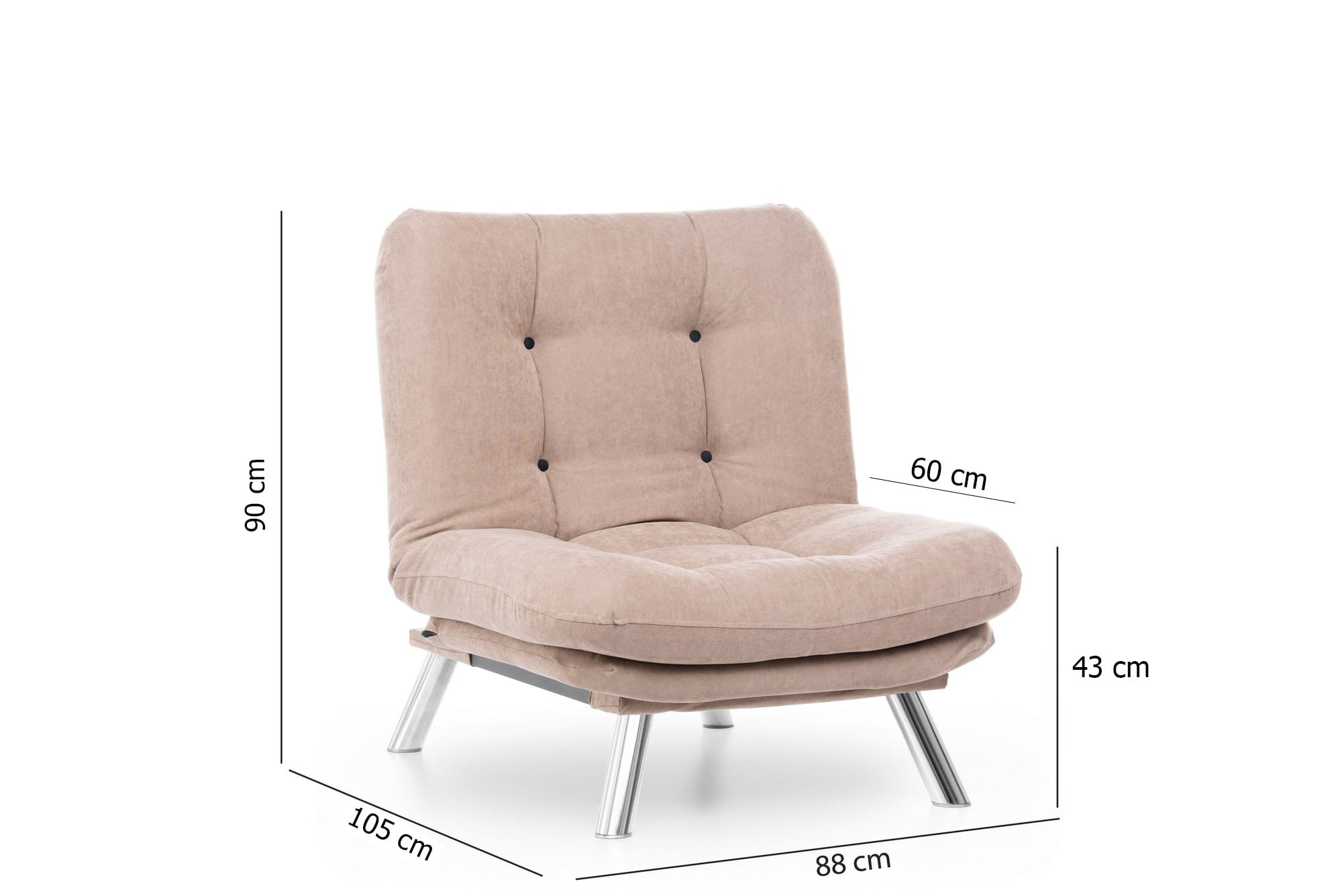 Fotoliu, Atelier Del Sofa, tesatura moale, mink, 88x90x105 cm — imaginea 2