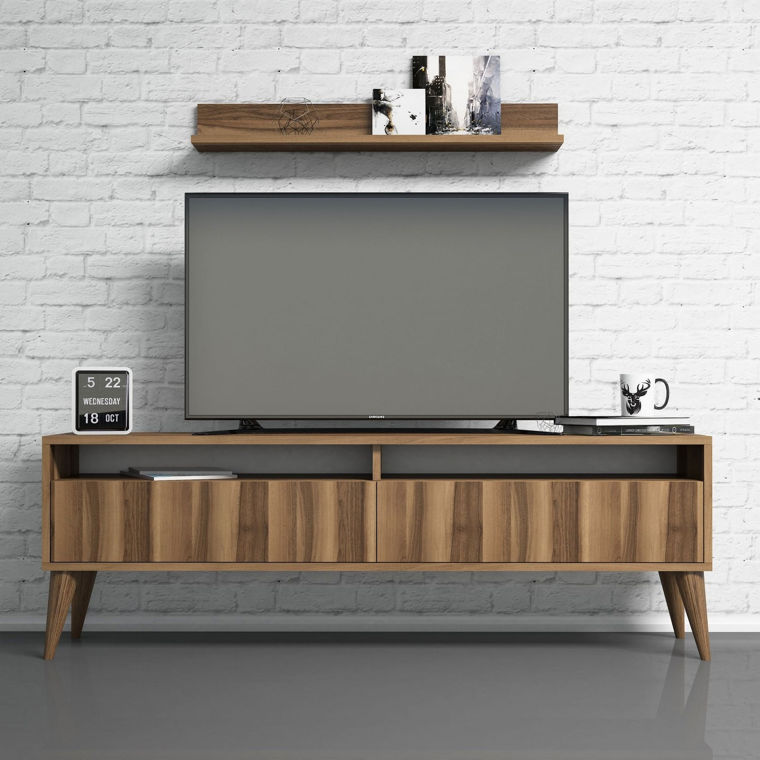Consola tv, Hanah Home, pal melaminat, nuc, 150x50x30 cm — imaginea 2