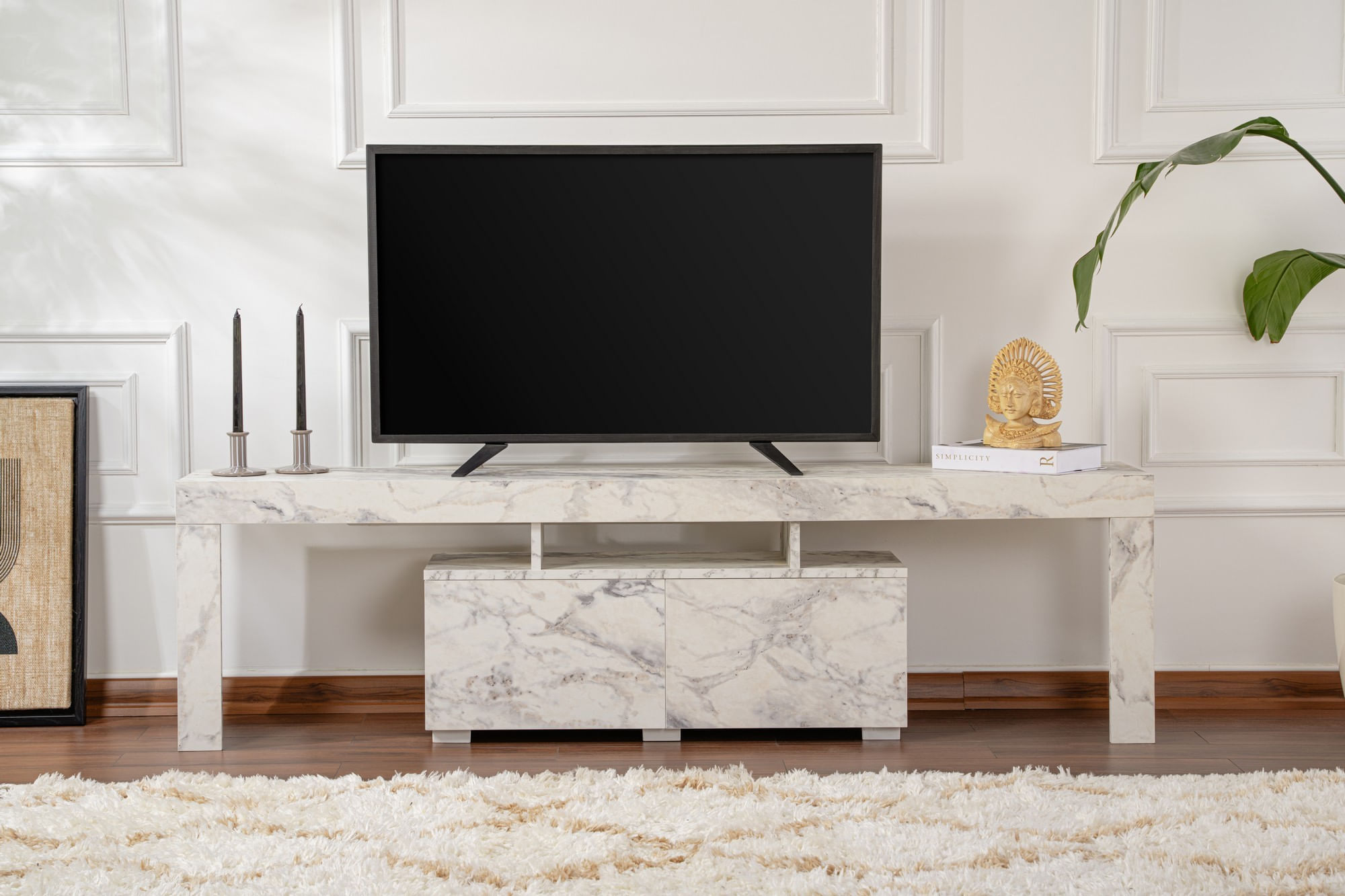 Comoda tv, Hanah Home, panou de particule melaminat, marmura freesia, 180x50x31.3 cm — imaginea 3