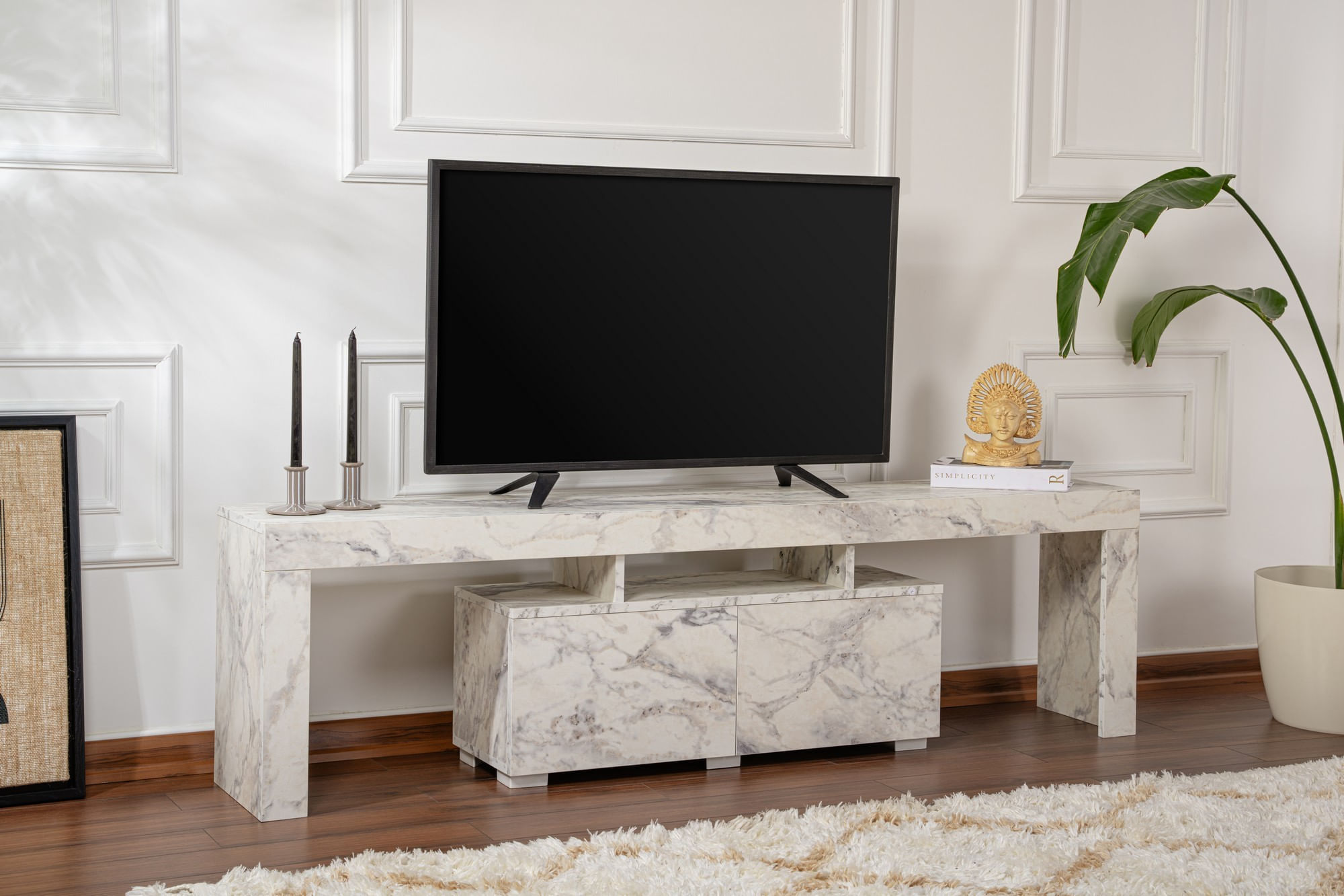 Comoda tv, Hanah Home, panou de particule melaminat, marmura freesia, 180x50x31.3 cm — imaginea 7