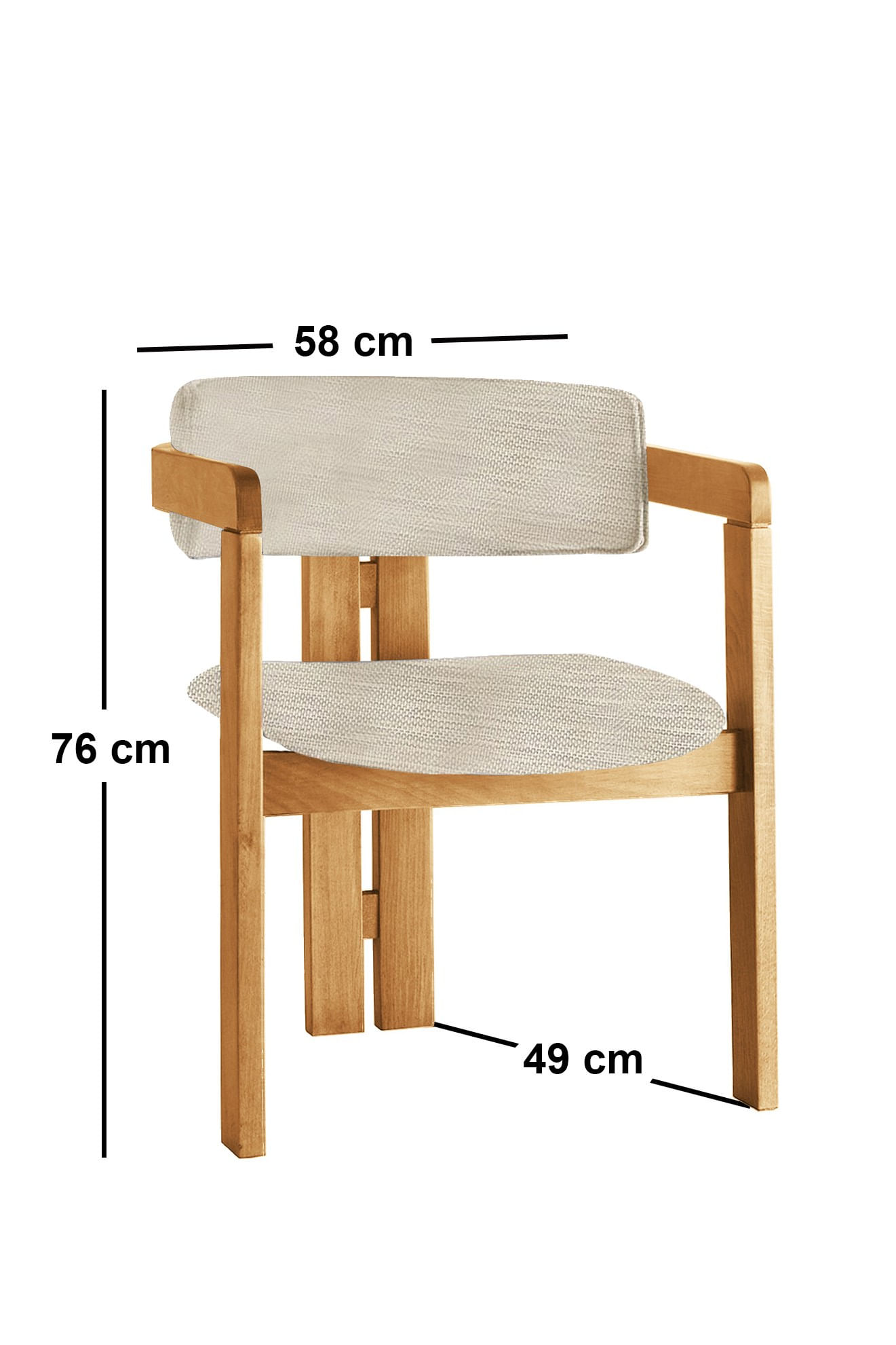 Fotoliu, Hanah Home, lemn, gri deschis si stejar, 58x49x76 cm — imaginea 4