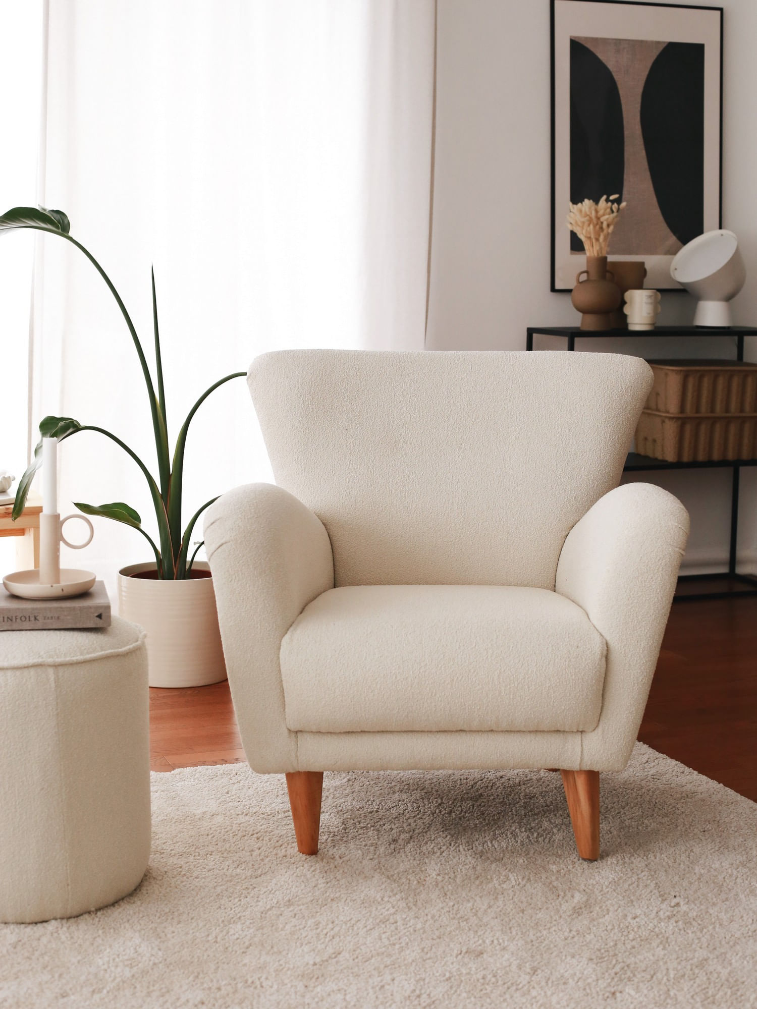 Fotoliu, Atelier Del Sofa, teddy, alb, 85x85x82 cm — imaginea 4