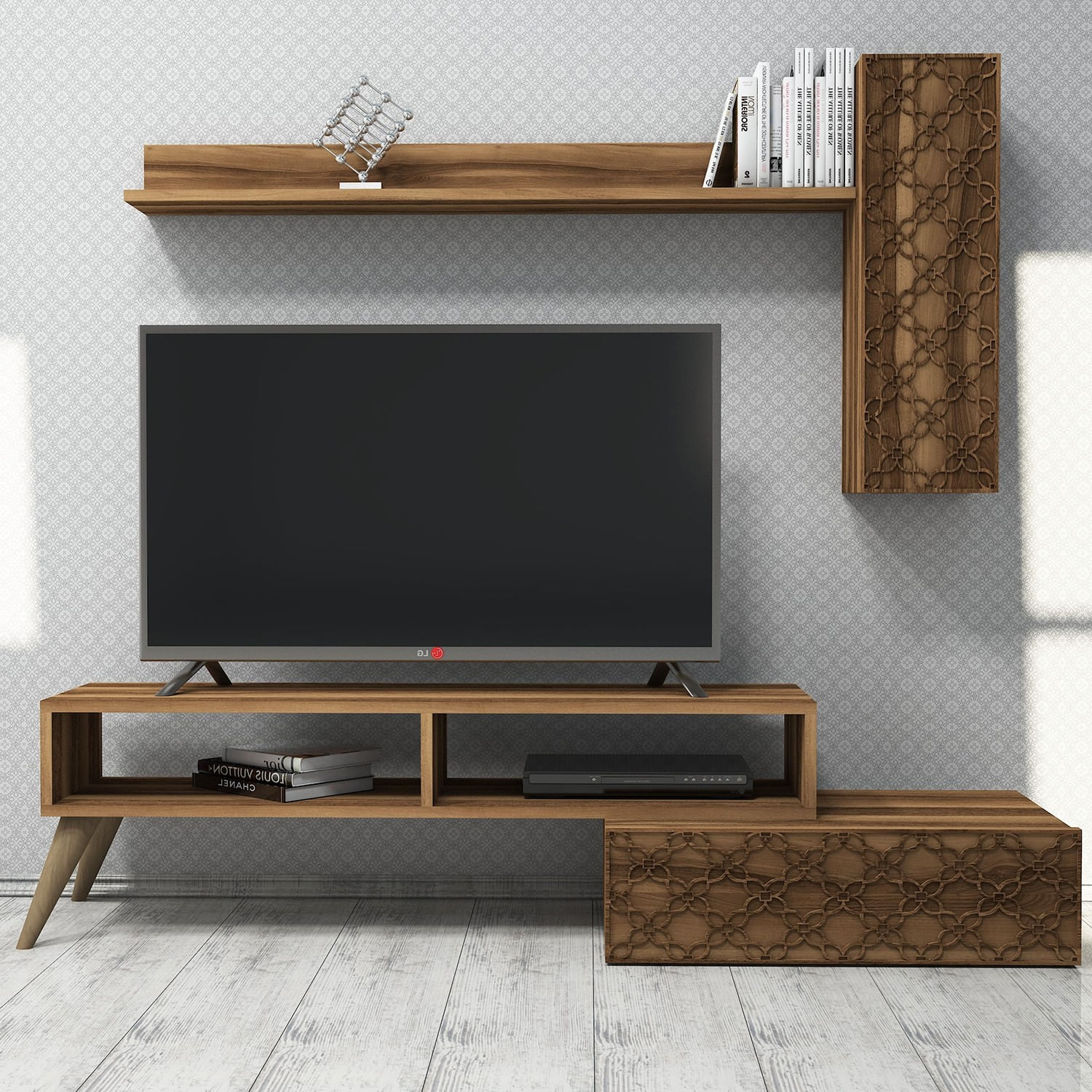 Comoda tv, Hanah Home, pal melaminat, nuc, 150x37.8x37.2 cm — imaginea 2