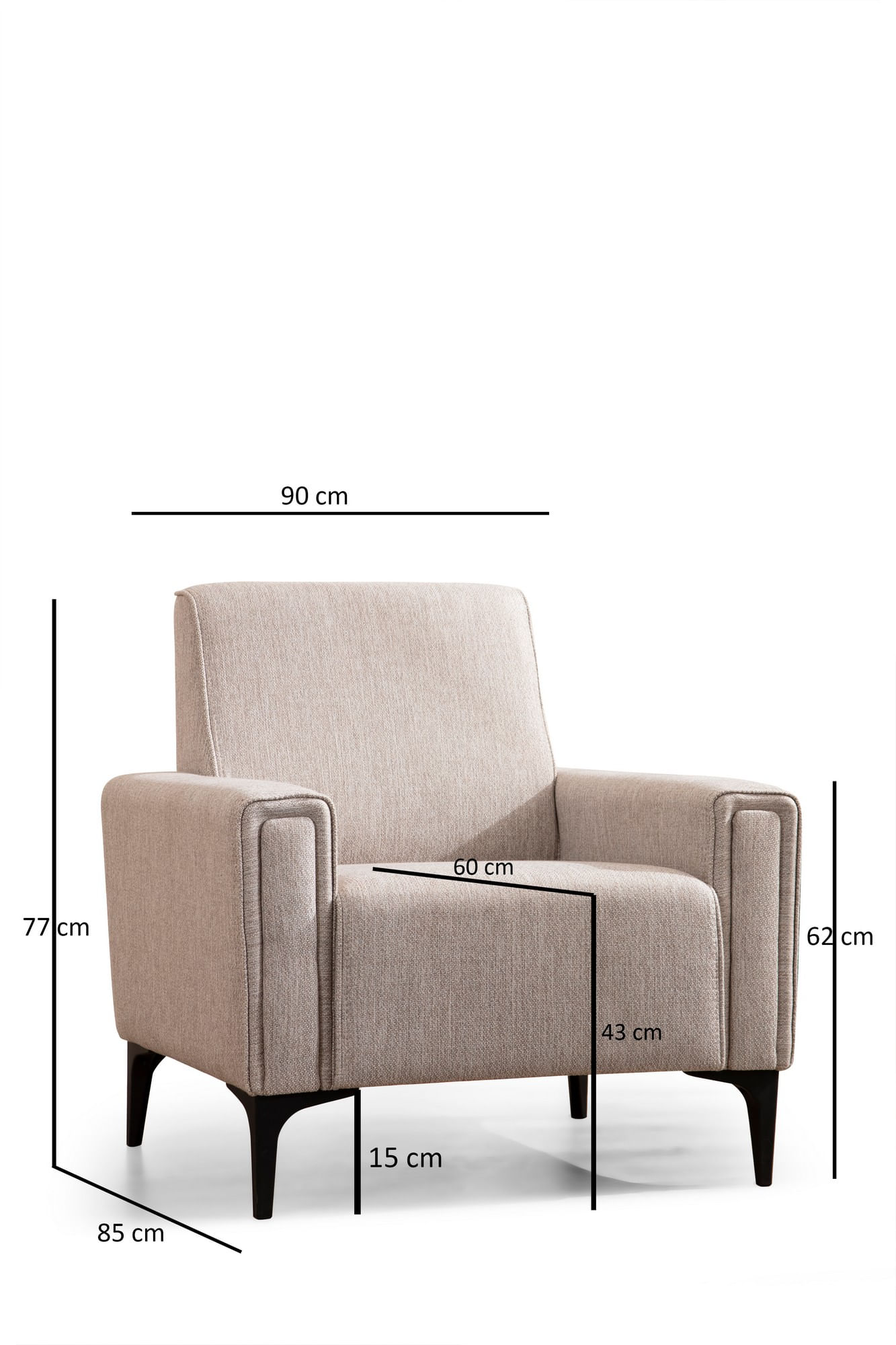 Fotoliu, Atelier Del Sofa, lemn de fag si panouri aglomerate, maro deschis, 90x85x77 cm — imaginea 2