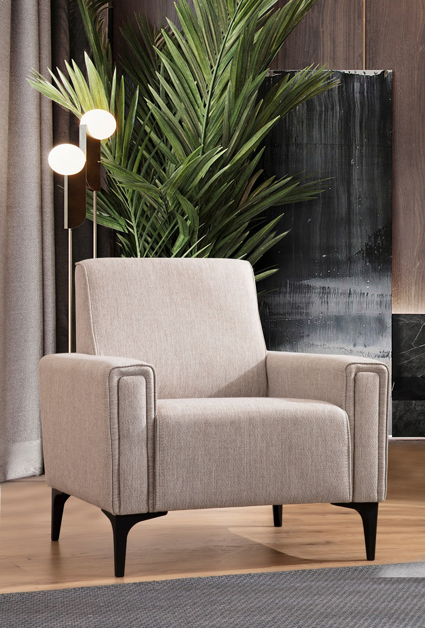 Fotoliu, Atelier Del Sofa, lemn de fag si panouri aglomerate, maro deschis, 90x85x77 cm — imaginea 7