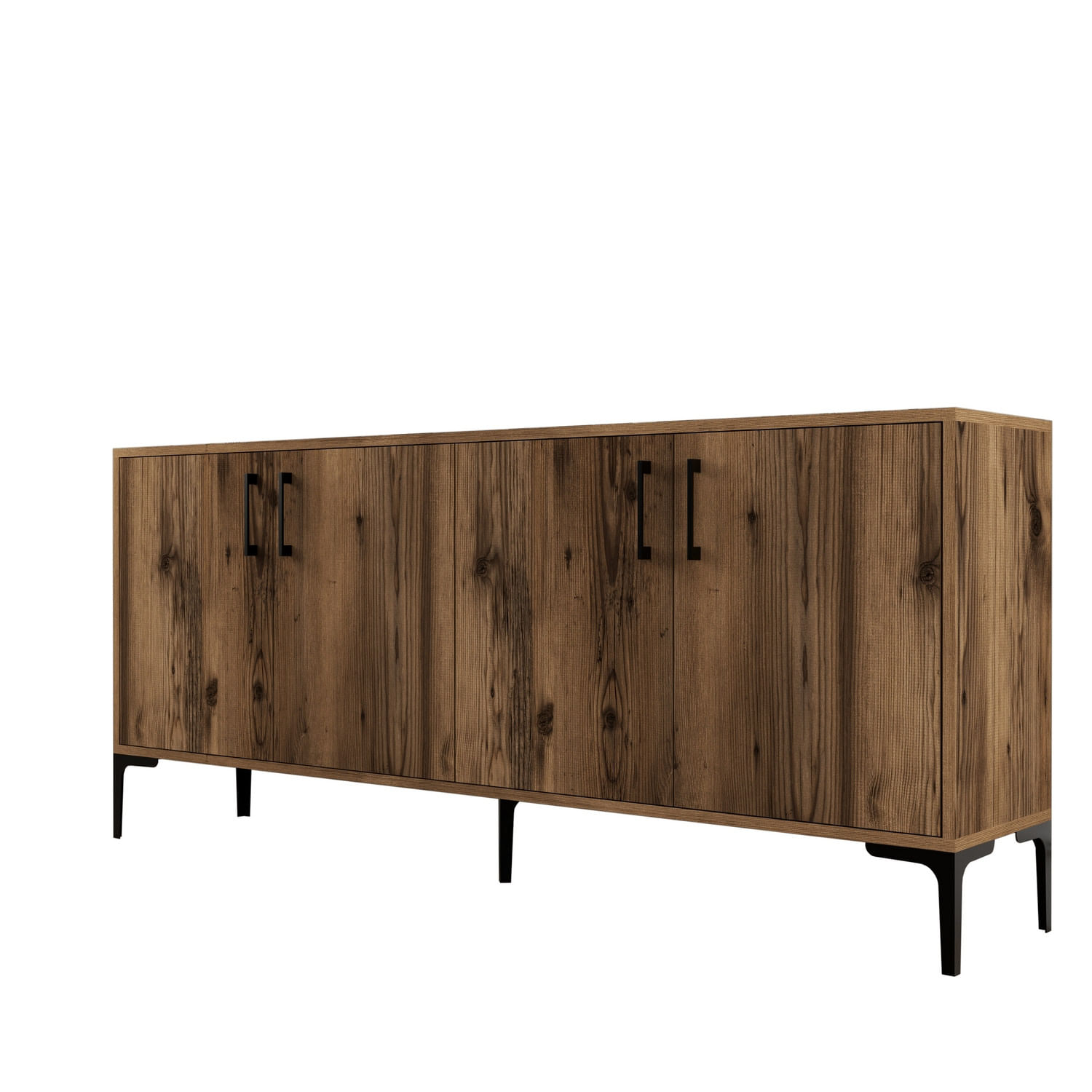 Consola, Hanah Home, panou de particule melaminat, nuc, 180x35x78 cm — imaginea 3