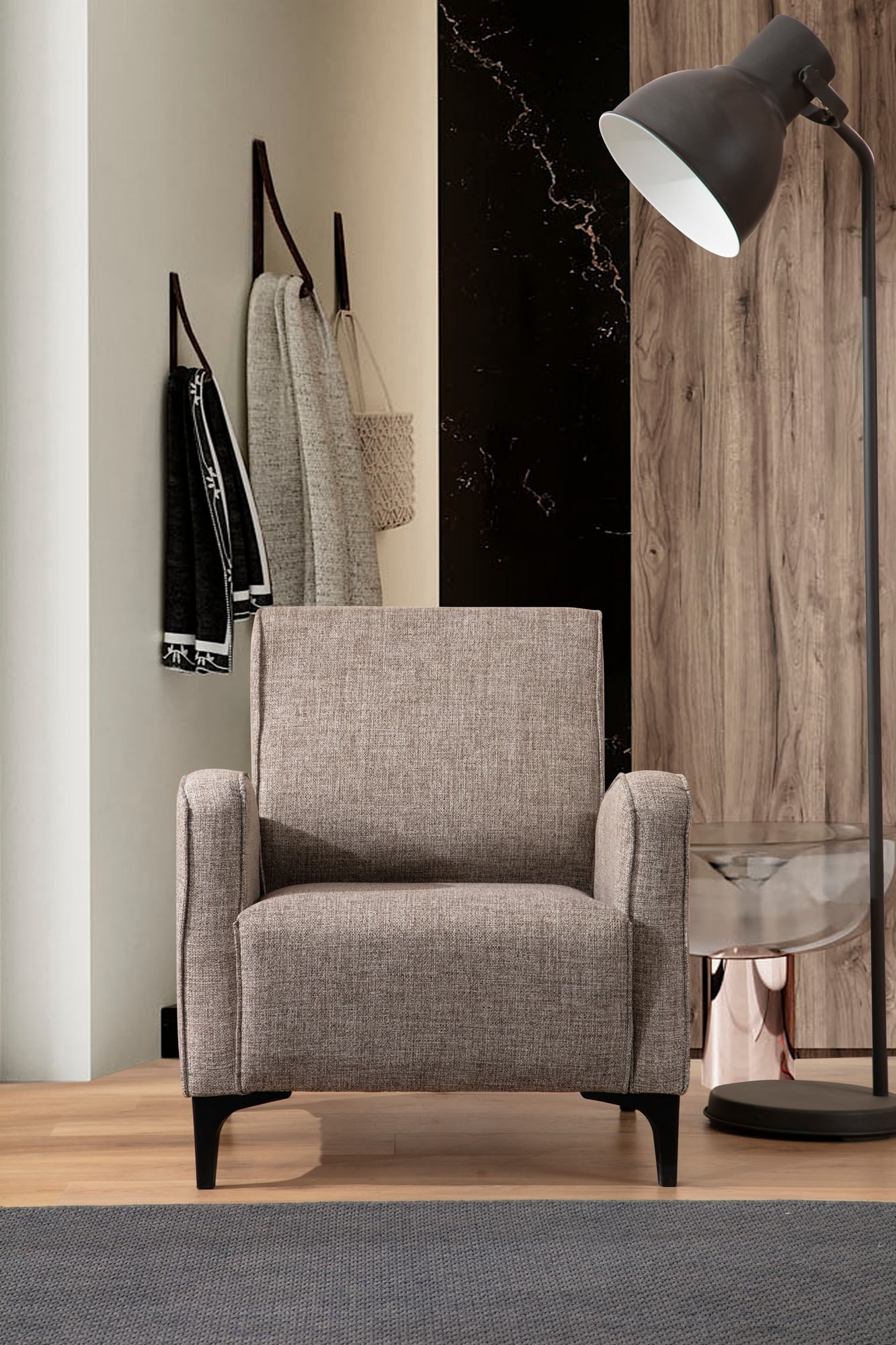 Fotoliu, Hanah Home, poliester, fawn, 78x87x78 cm — imaginea 3