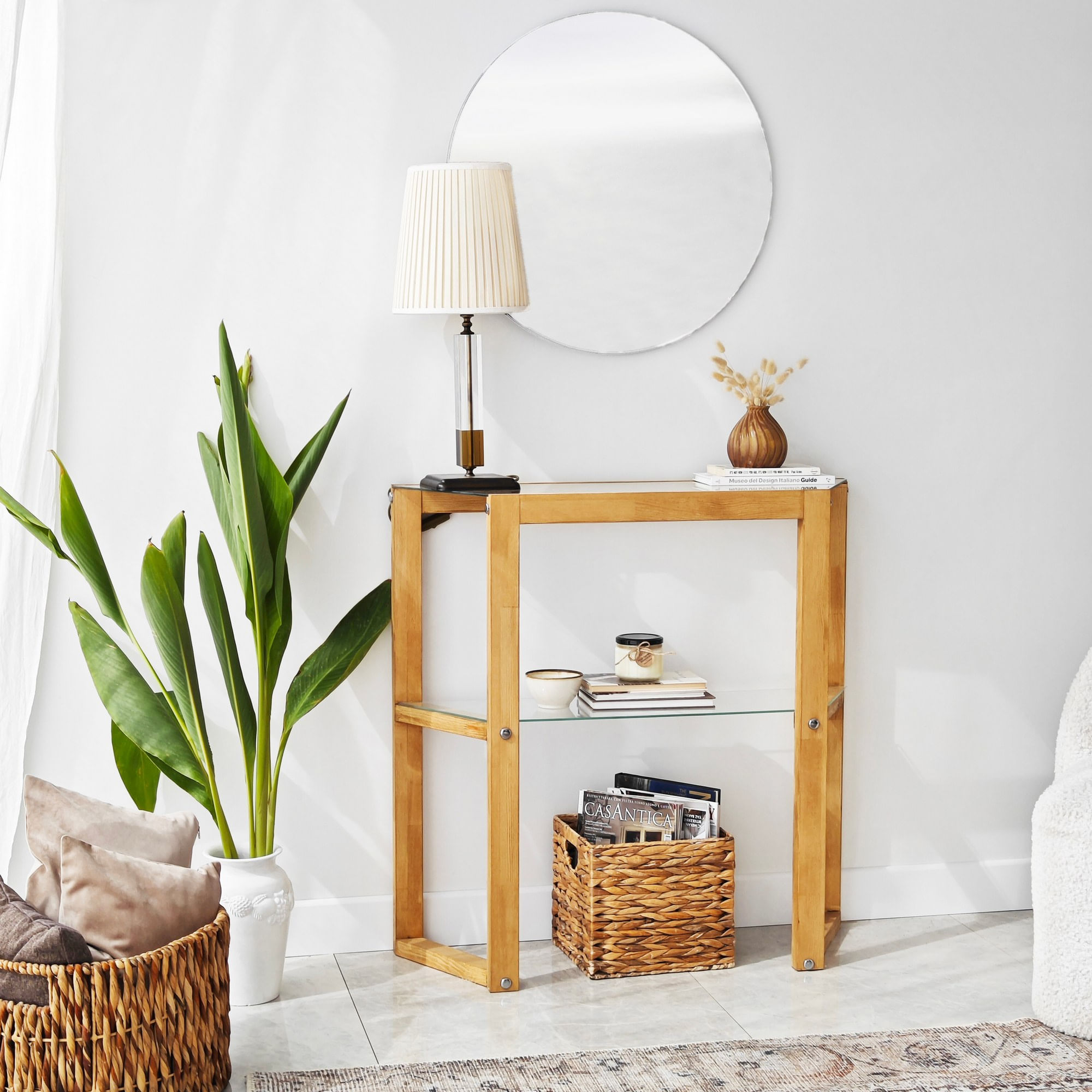 Comoda, Hanah Home, lemn masiv, stejar, 85x31x85 cm — imaginea 4
