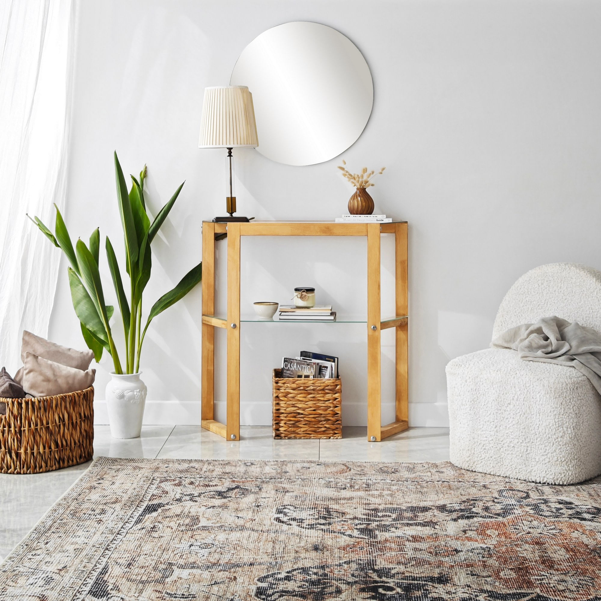 Comoda, Hanah Home, lemn masiv, stejar, 85x31x85 cm — imaginea 6
