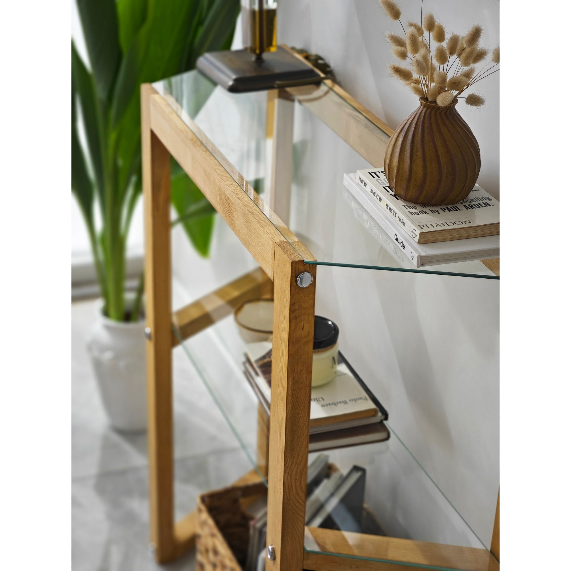 Comoda, Hanah Home, lemn masiv, stejar, 85x31x85 cm — imaginea 7