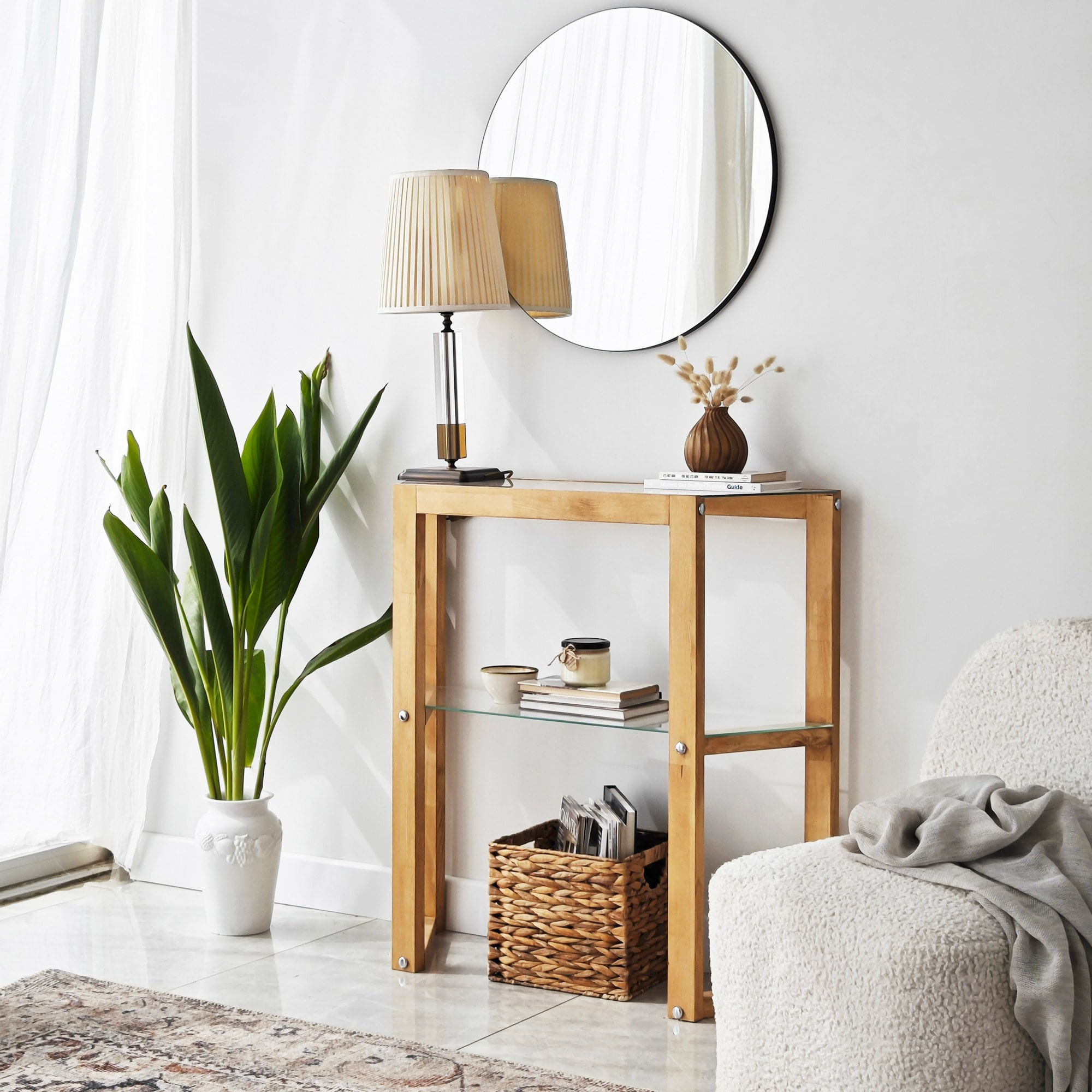 Comoda, Hanah Home, lemn masiv, stejar, 85x31x85 cm — imaginea 9