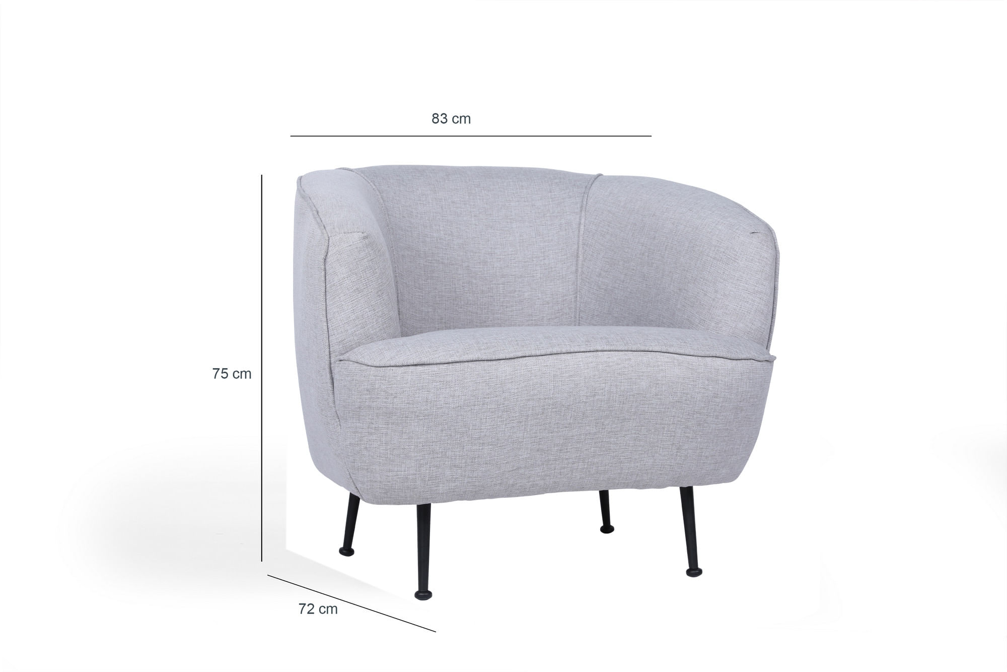 Fotoliu, Hanah Home, stofa tip in, gri deschis, 83x72x75 cm — imaginea 8