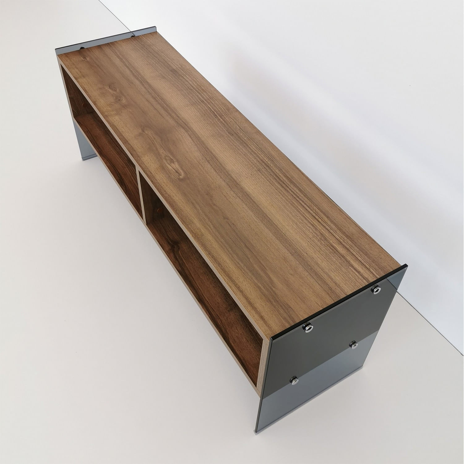 Comoda tv, Hanah Home, pal melaminat, nuc si fumuriu, 120x35x45 cm — imaginea 4