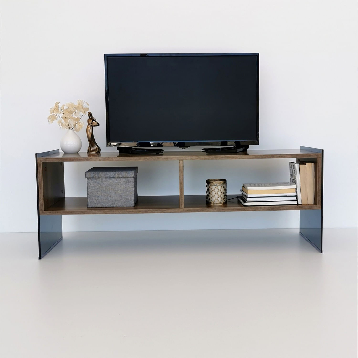 Comoda tv, Hanah Home, pal melaminat, nuc si fumuriu, 120x35x45 cm — imaginea 5