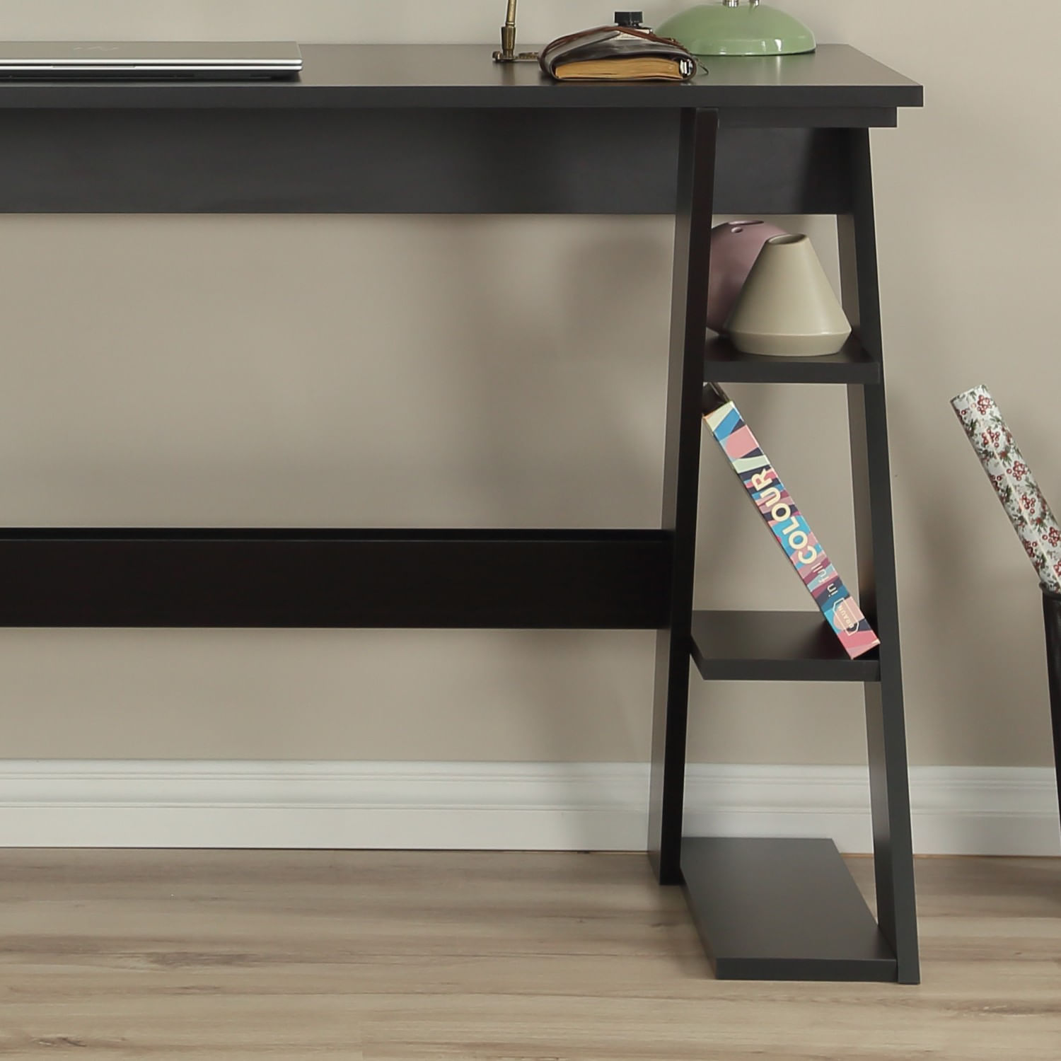 Birou de studiu, Hanah Home, pal, negru, 140x73x60 cm — imaginea 4