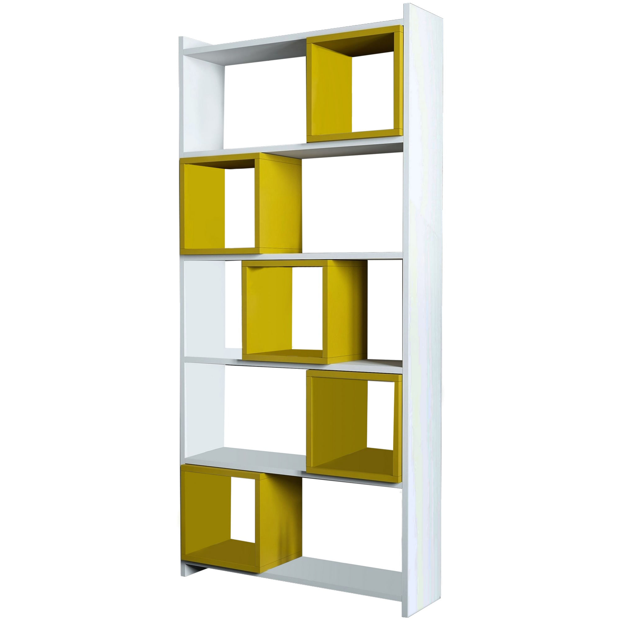 Biblioteca, Hanah Home, pal melaminat, alb galben, 80x22x170 cm