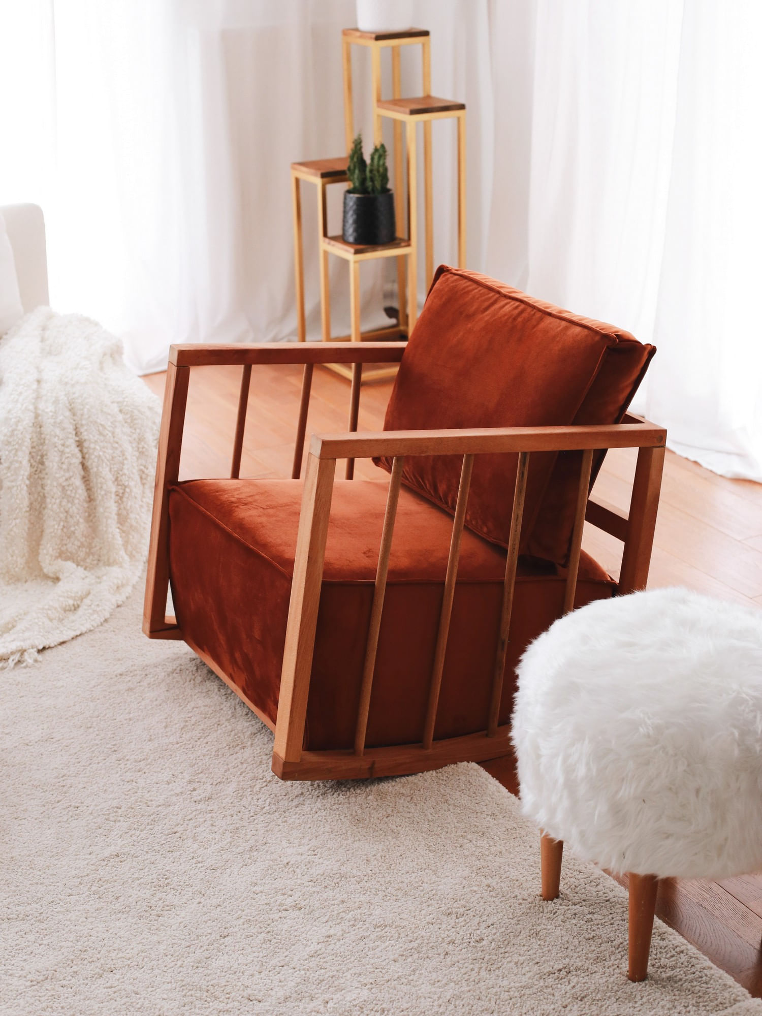 Fotoliu cu aripi, Atelier Del Sofa, lemn, babyface, scortisoara, 71x80x57 cm — imaginea 4