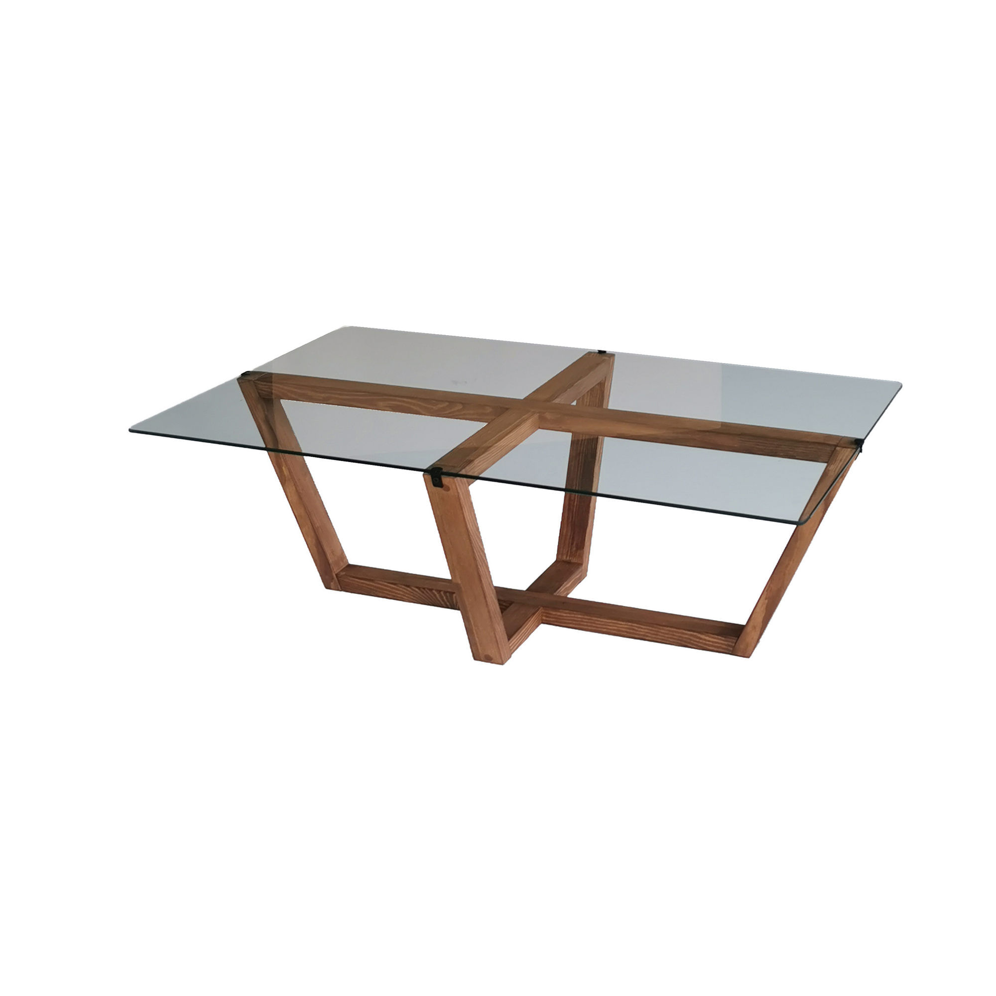 Masa de cafea, Hanah Home, sticla securizata, nuc, 105x65x35 cm — imaginea 4