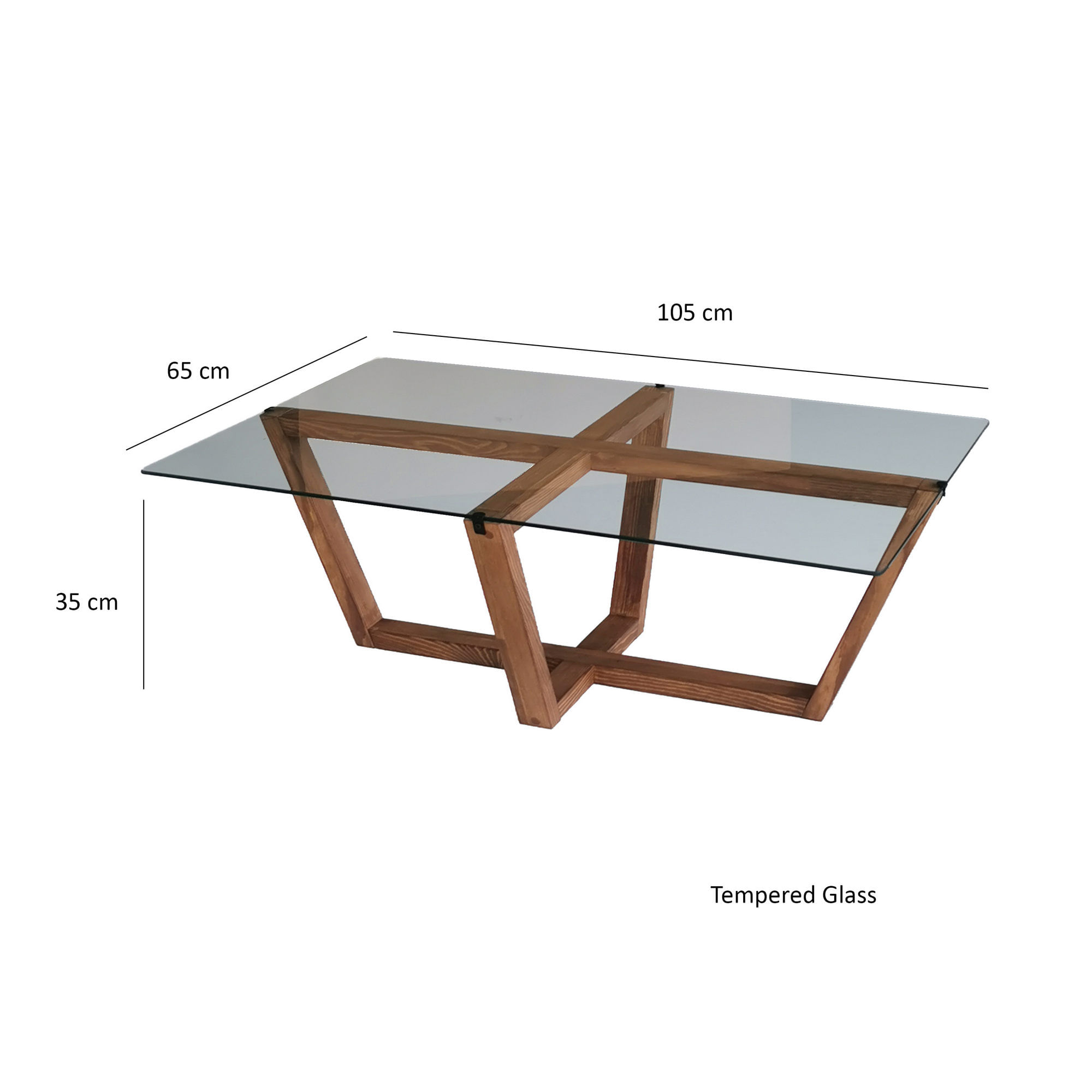 Masa de cafea, Hanah Home, sticla securizata, nuc, 105x65x35 cm — imaginea 9