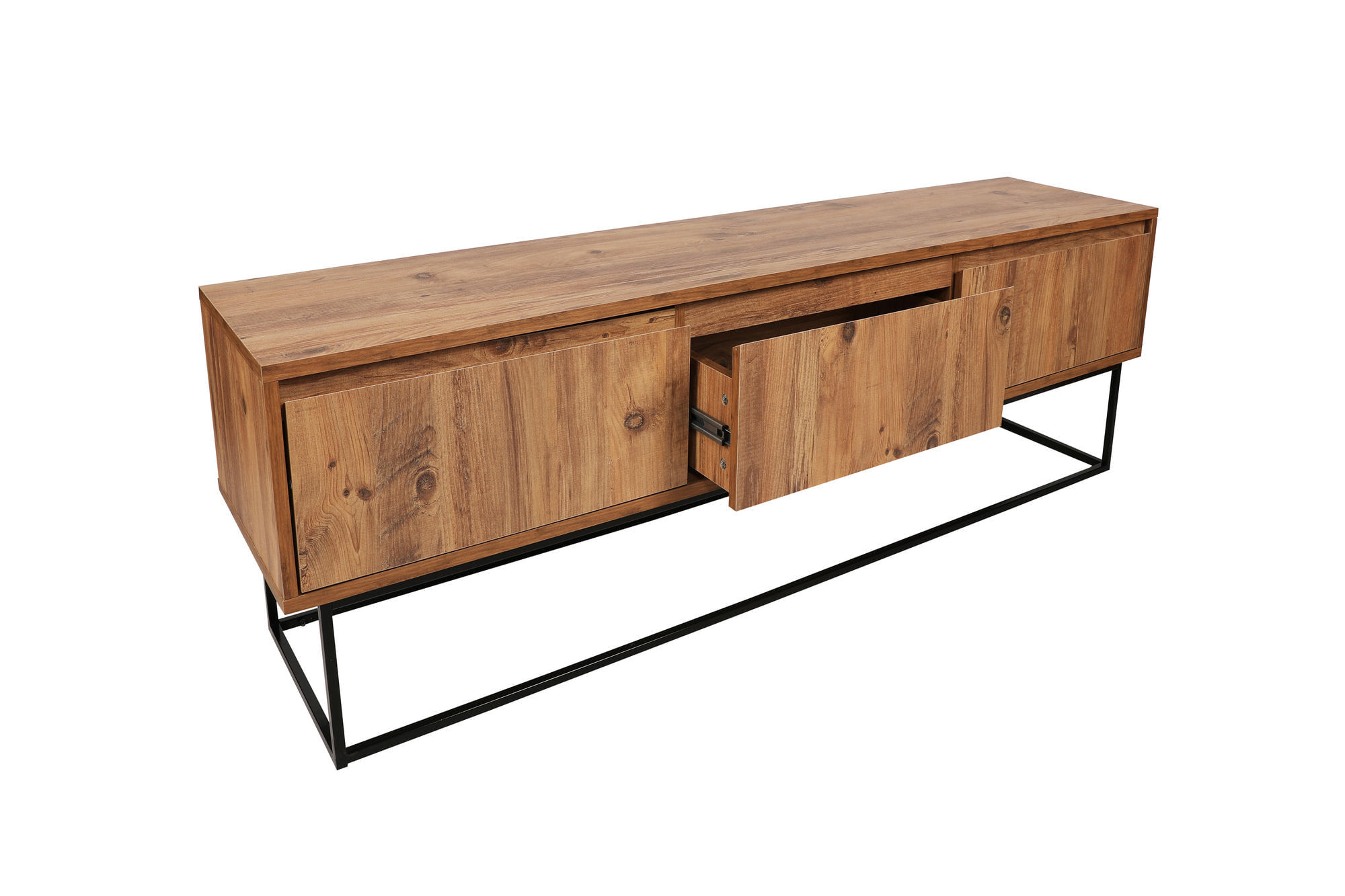 Comoda tv, Hanah Home, PAL melaminat, nuc si negru, 140x50x40 cm — imaginea 11