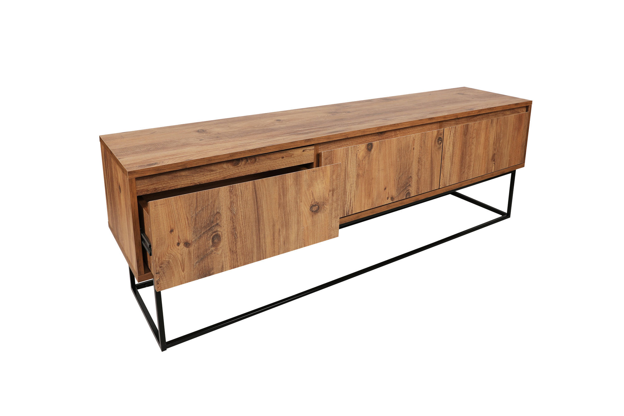 Comoda tv, Hanah Home, PAL melaminat, nuc si negru, 140x50x40 cm — imaginea 13