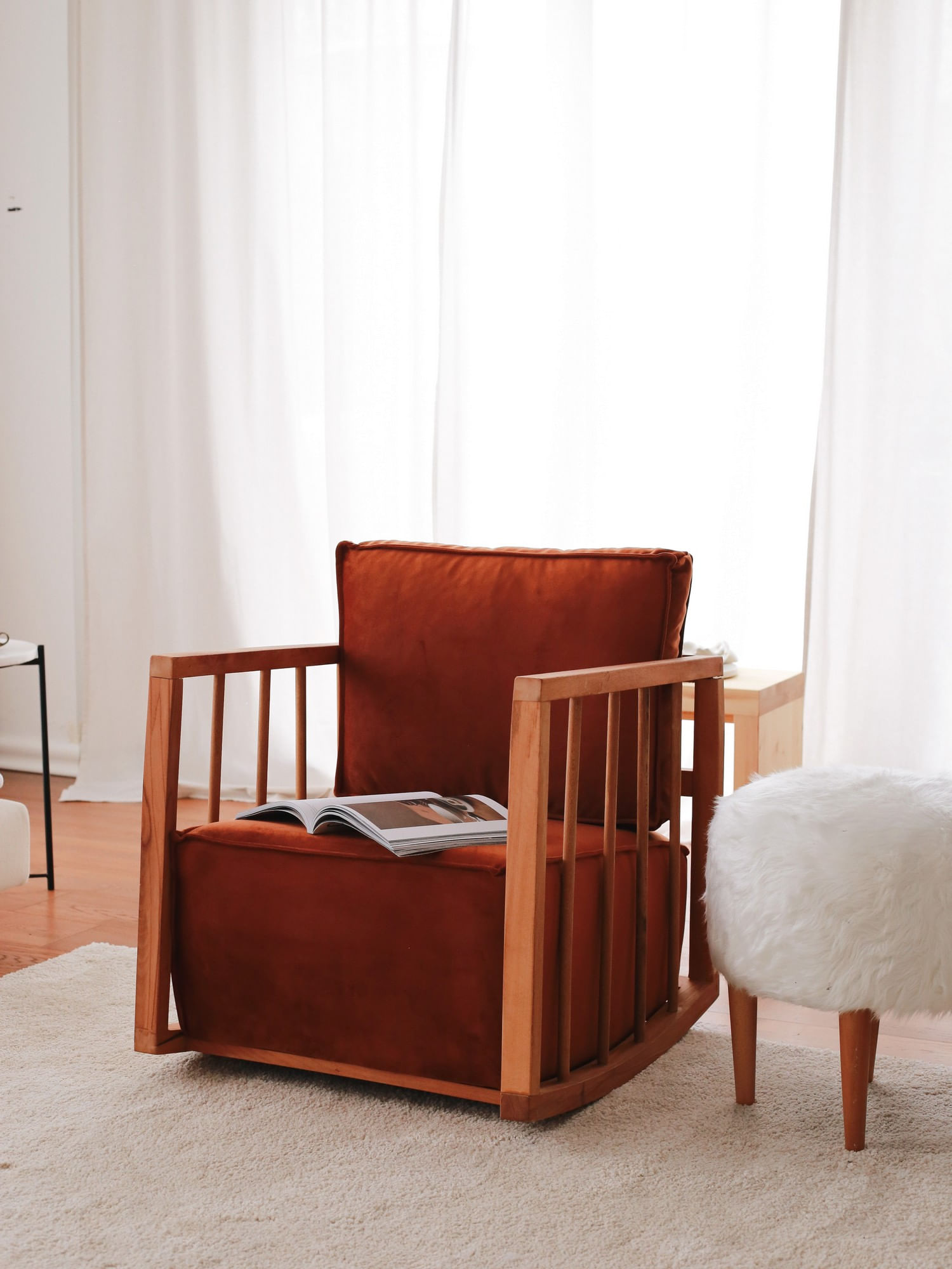 Fotoliu cu aripi, Atelier Del Sofa, lemn, babyface, scortisoara, 71x80x57 cm — imaginea 8