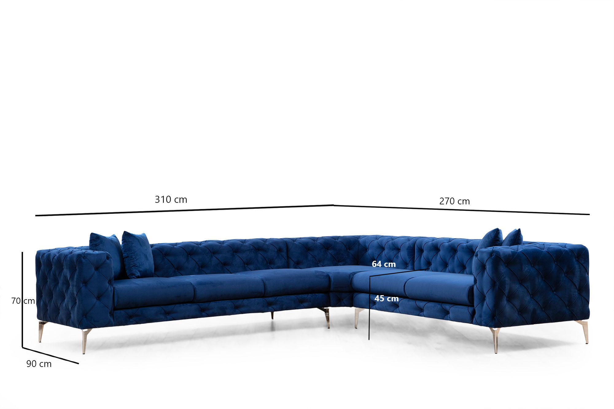 Coltar, Hanah Home, lemn fag si pal, albastru marin, 310x270x70 cm