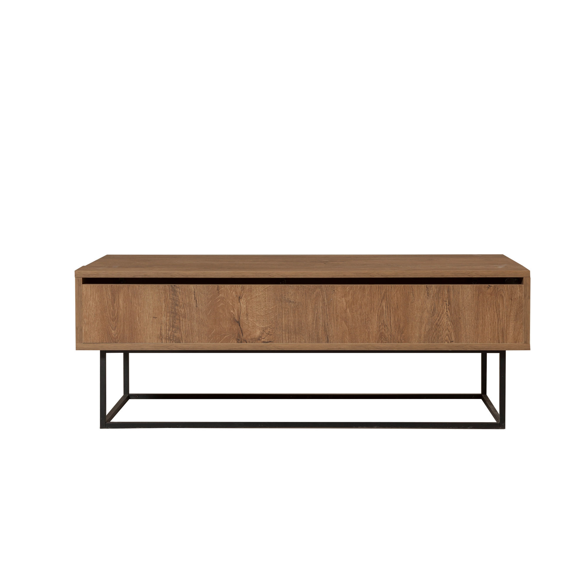 Masa de cafea, Hanah Home, panou de particule melaminat, nuc si negru, 120x60x43 cm, cadru metalic, 2 niveluri — imaginea 5