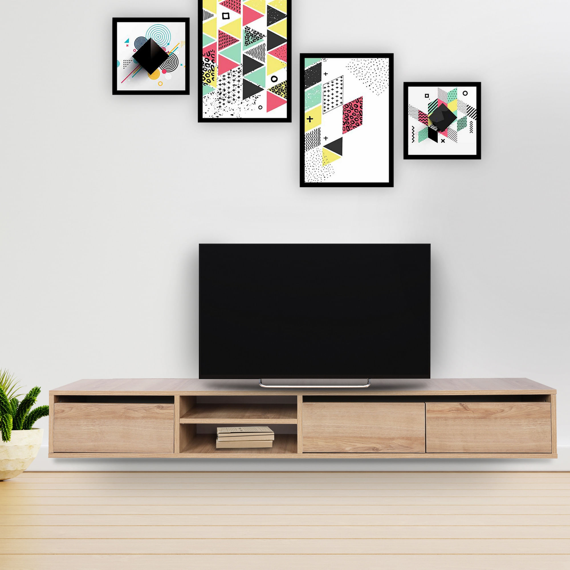 Comoda tv, Hanah Home, pal melaminat, stejar, 180x25x30 cm — imaginea 2