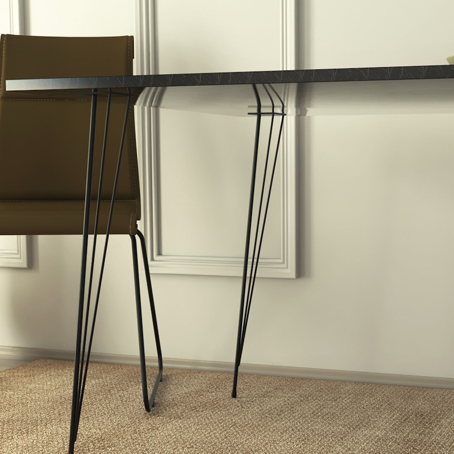 Masa dining, Hanah Home, panou aglomerat melaminat, negru si alb, 90x90x75 cm — imaginea 3
