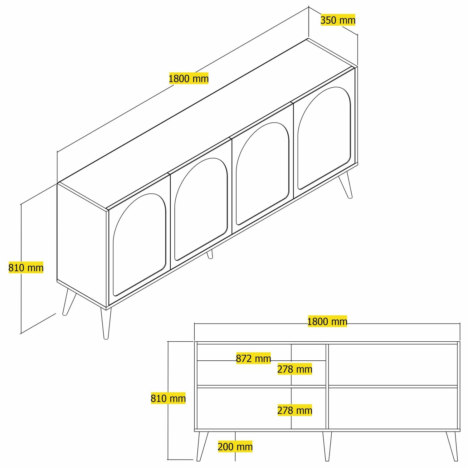 Consola, Hanah Home, pal melaminat, alb si nuc, 180x35x81 cm — imaginea 3